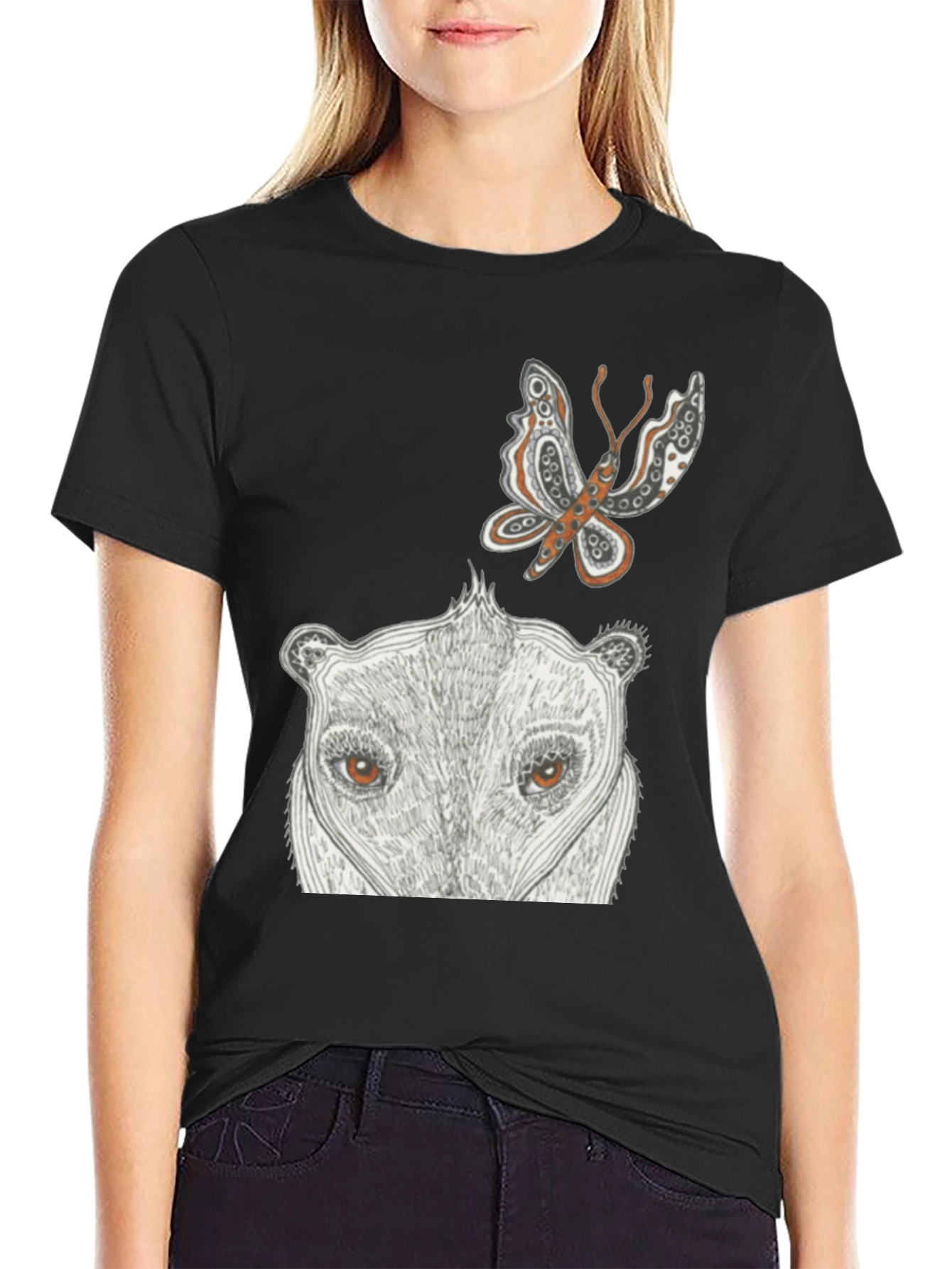 Artistic Animal Print Black T-Shirt