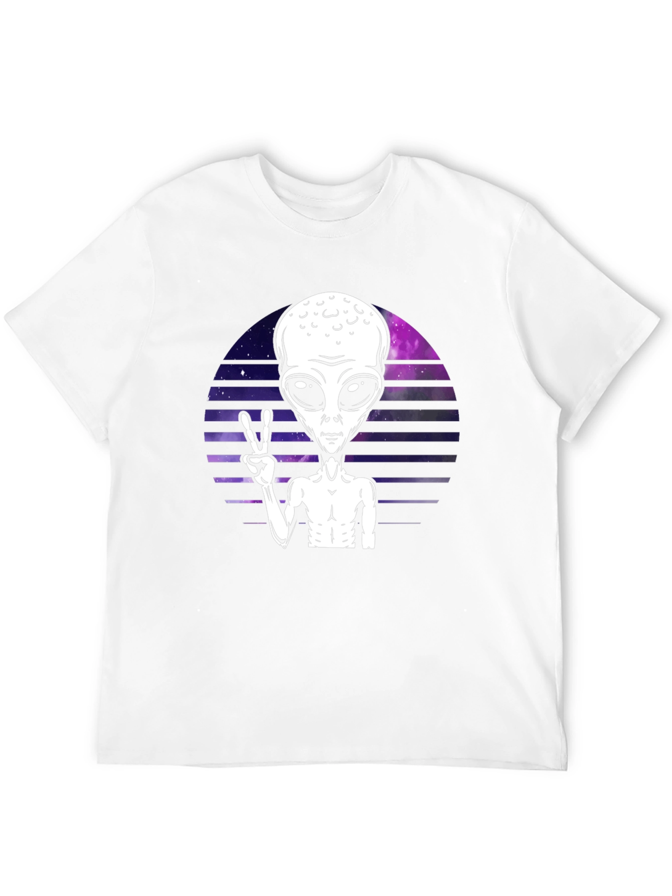 Alien Peace Sign Graphic Tee - Retro Space T-Shirt