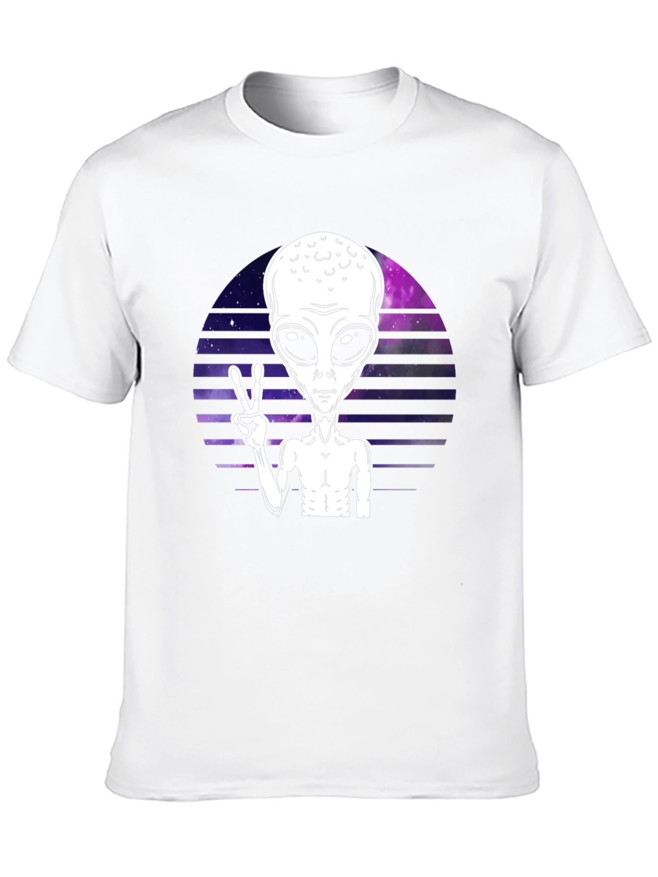 Alien Peace Sign Graphic Tee - Retro Space T-Shirt