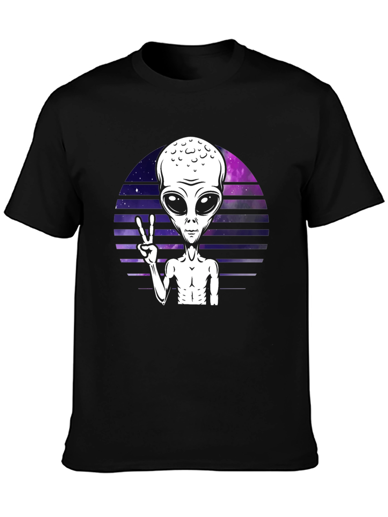 Alien Peace Sign Graphic Tee - Retro Space T-Shirt