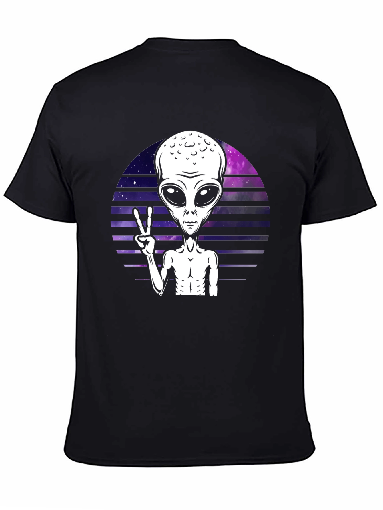 Alien Peace Sign Graphic Tee - Retro Space T-Shirt