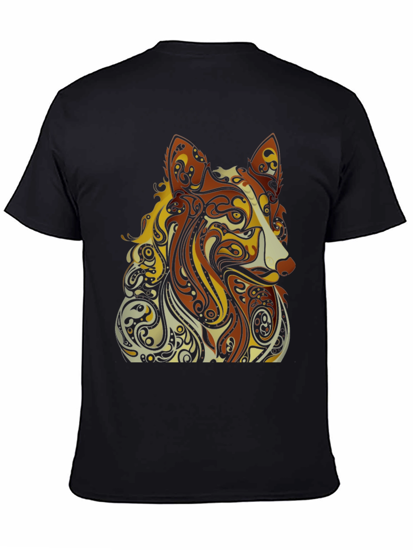 Abstract Dog Graphic Black T-Shirt - Artistic Style