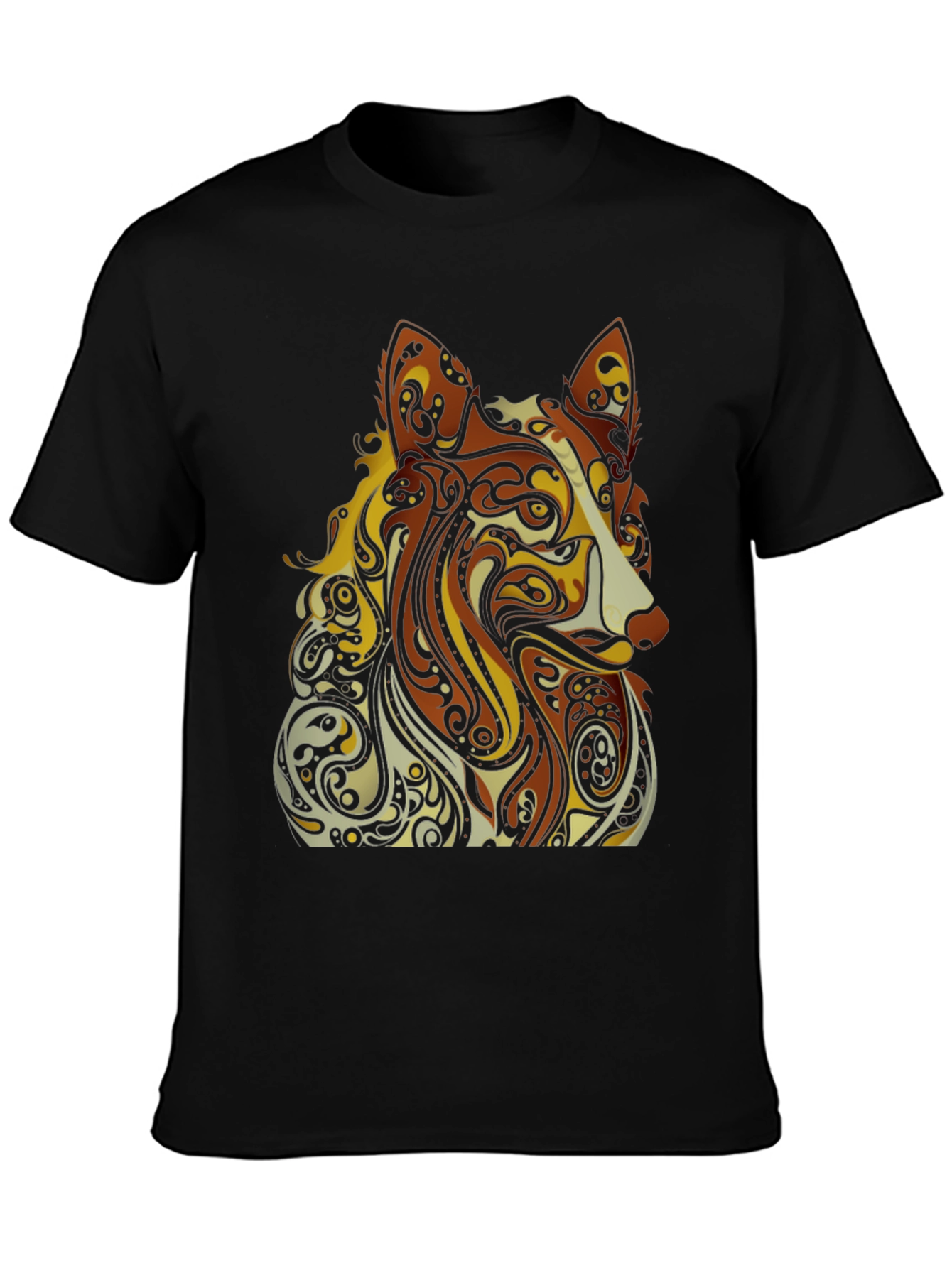 Abstract Dog Graphic Black T-Shirt - Artistic Style