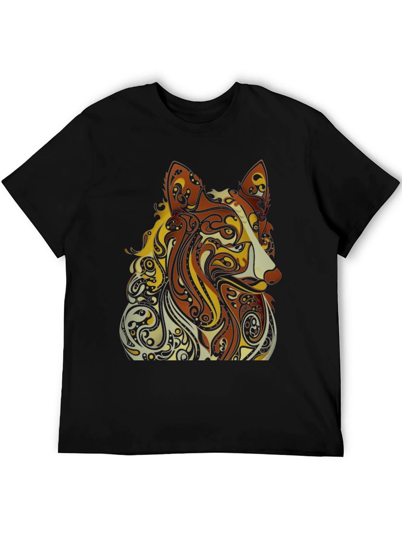 Abstract Dog Graphic Black T-Shirt - Artistic Style