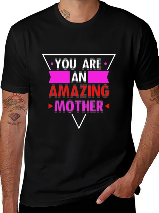 Amazing Mother Graphic Tee - Trendy Black T-Shirt