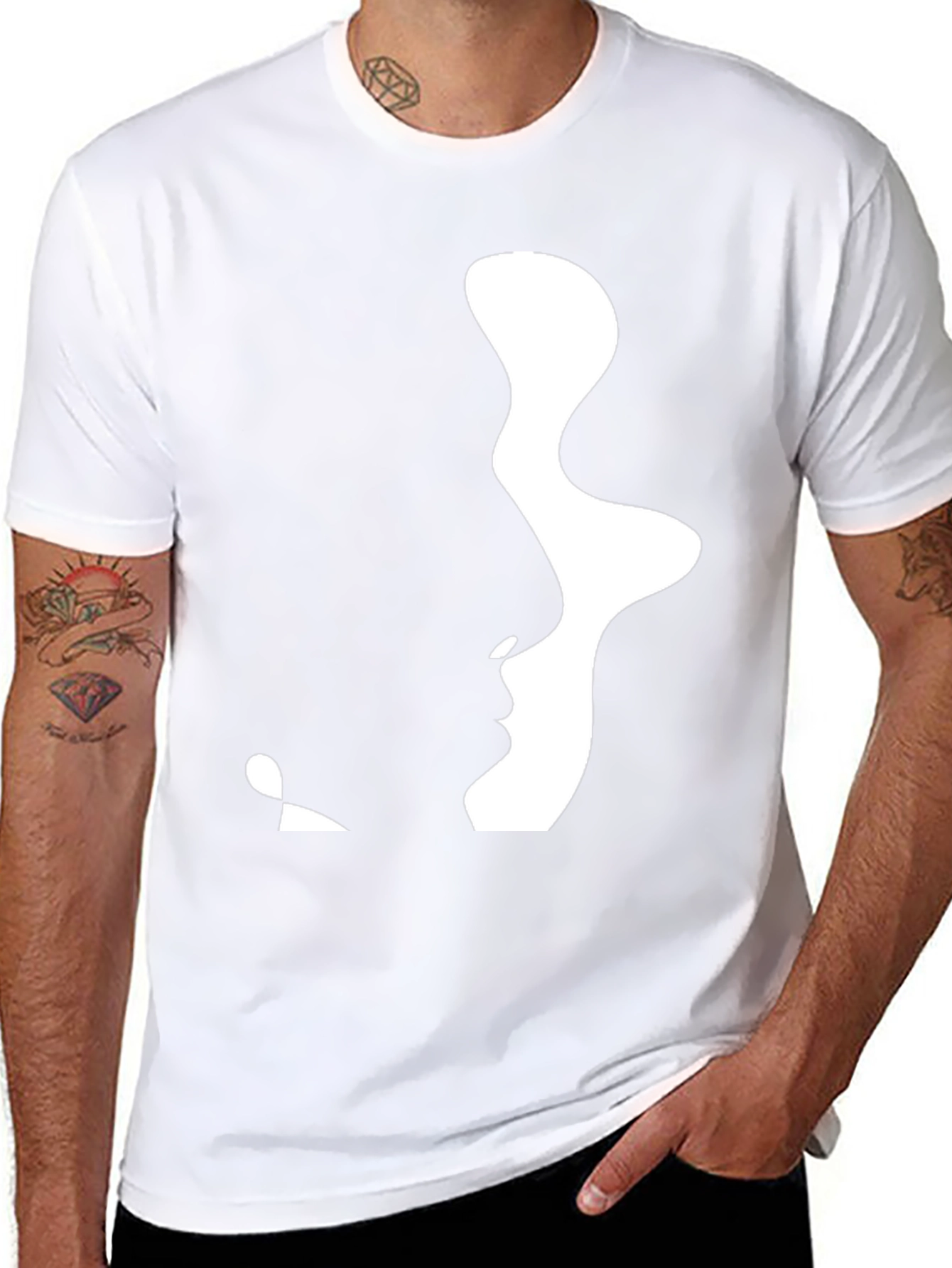 Abstract Faces Graphic Tee - Modern Black T-Shirt