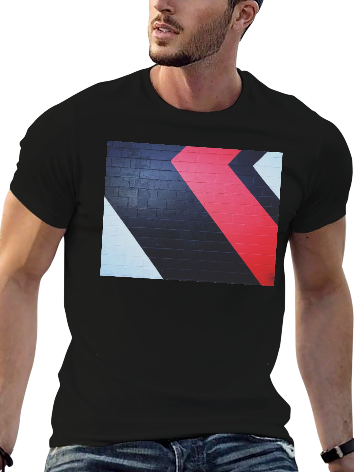 Abstract Arrow Graphic Tee - Black