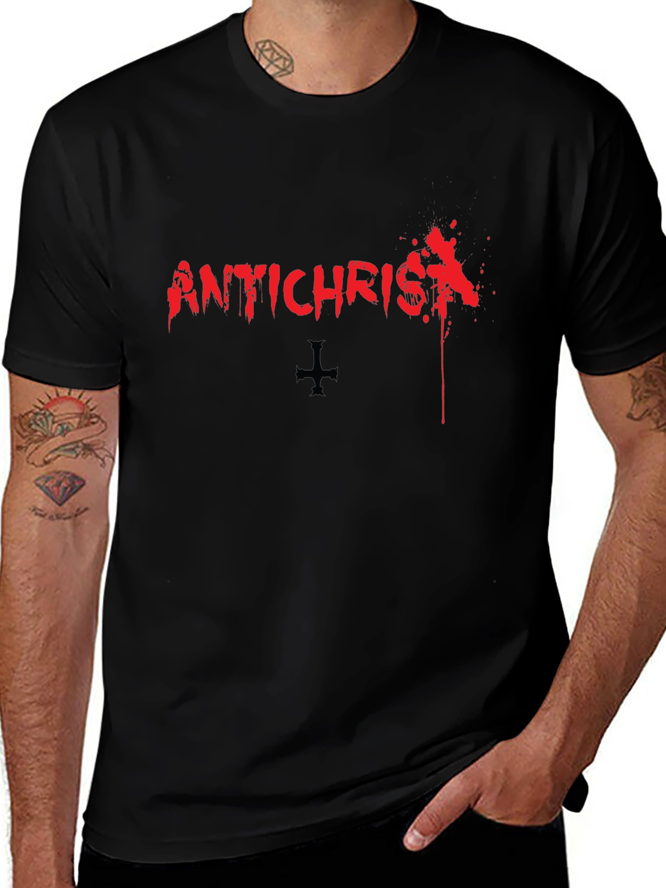 Antichrist Graphic Print Black T-Shirt