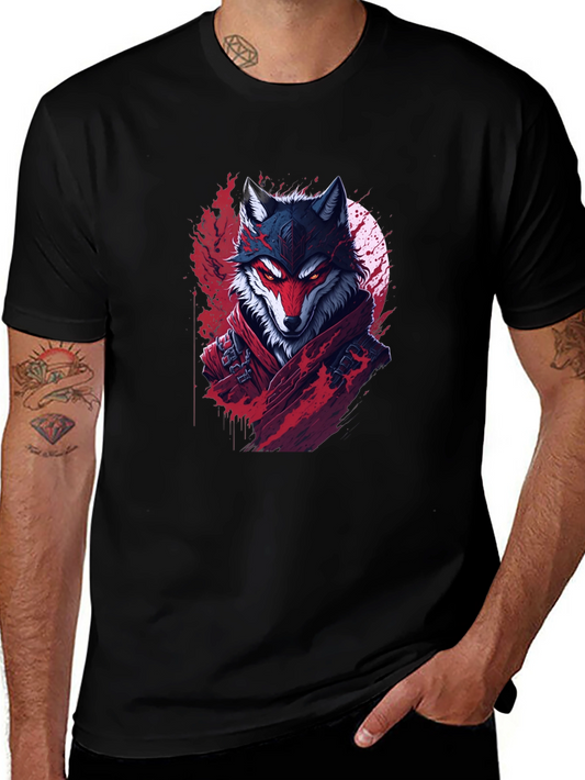 Wolf Warrior Graphic Tee - Black Cotton T-Shirt