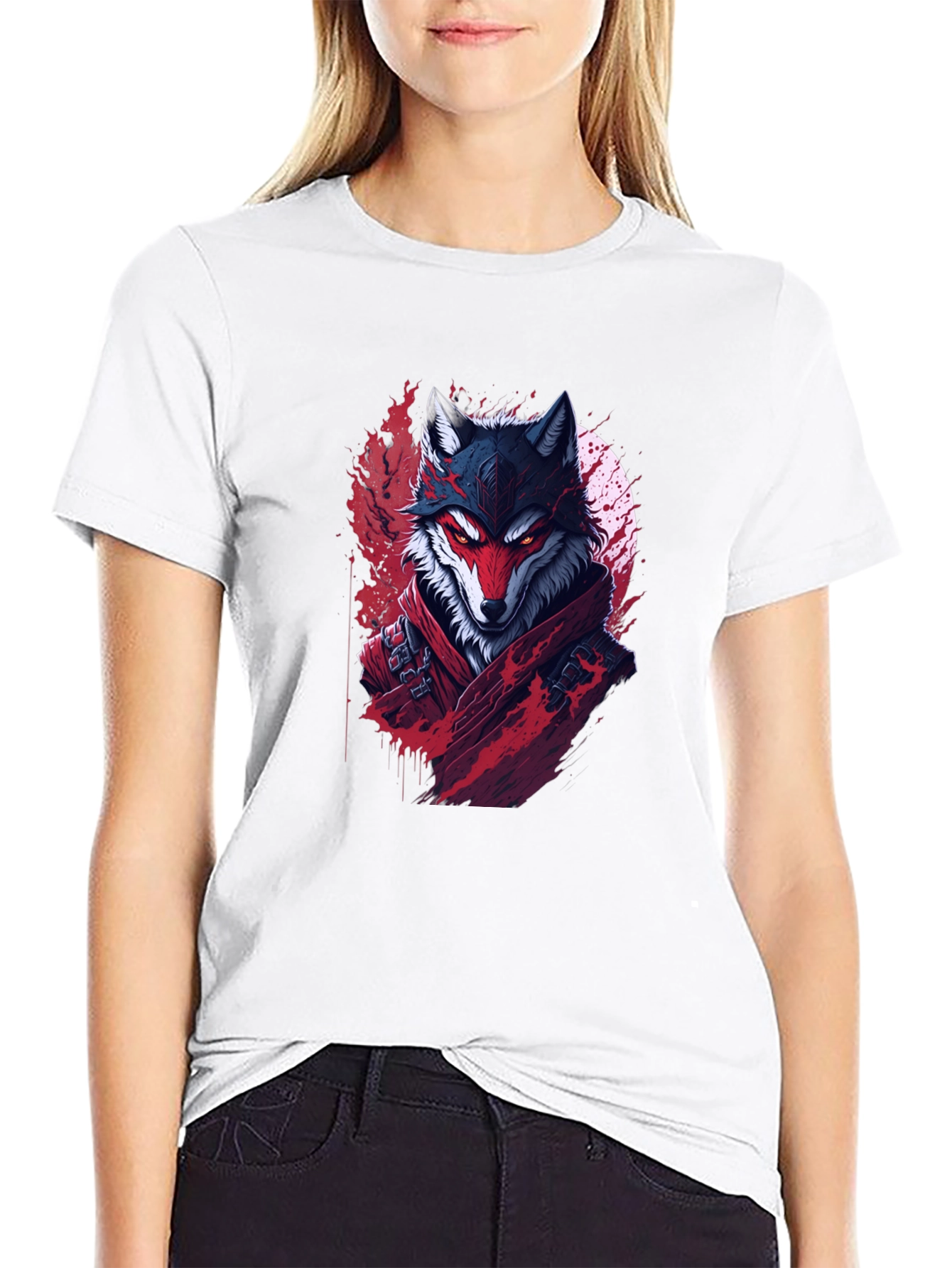 Wolf Warrior Graphic Tee - Black Cotton T-Shirt