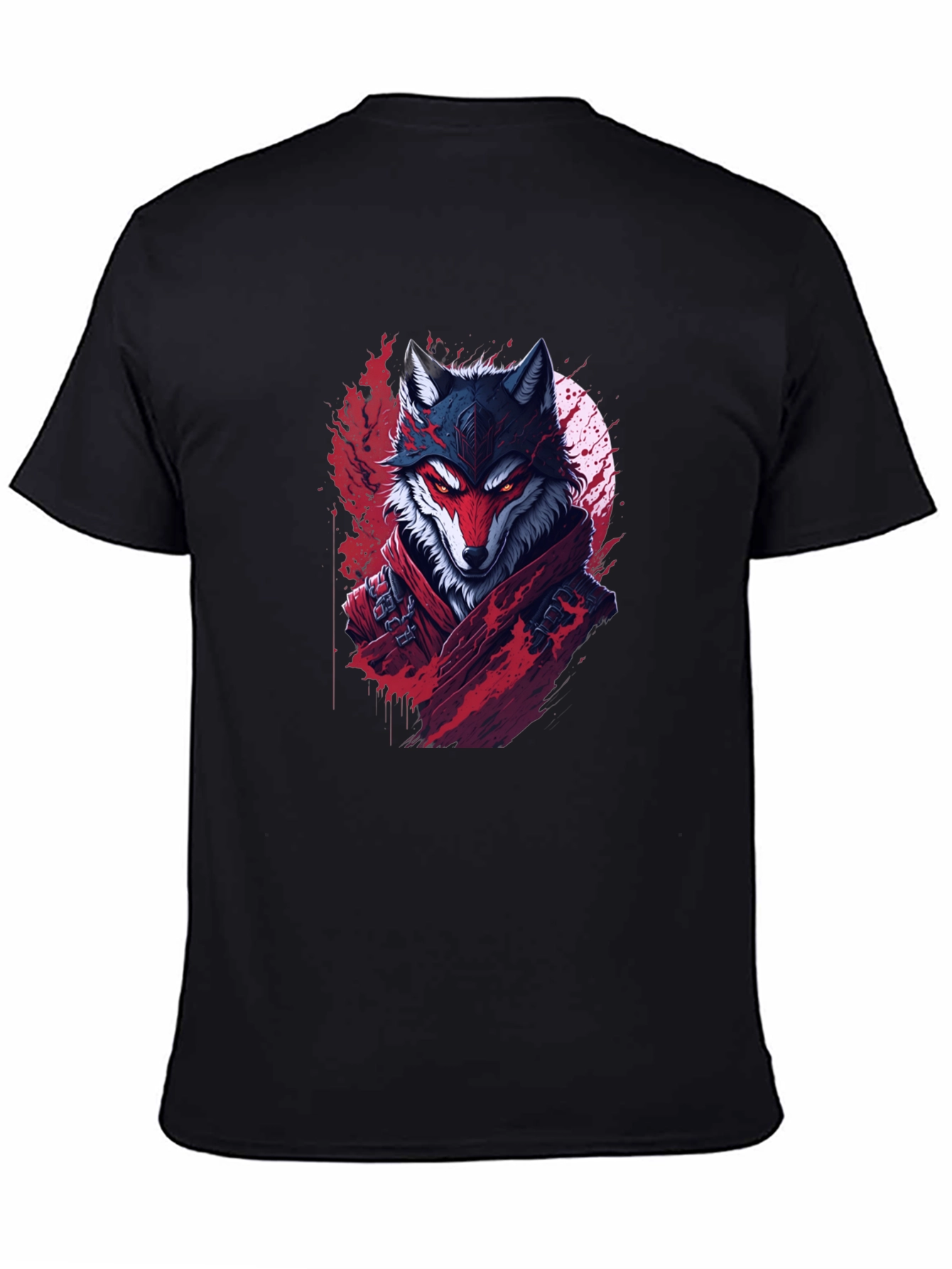 Wolf Warrior Graphic Tee - Black Cotton T-Shirt