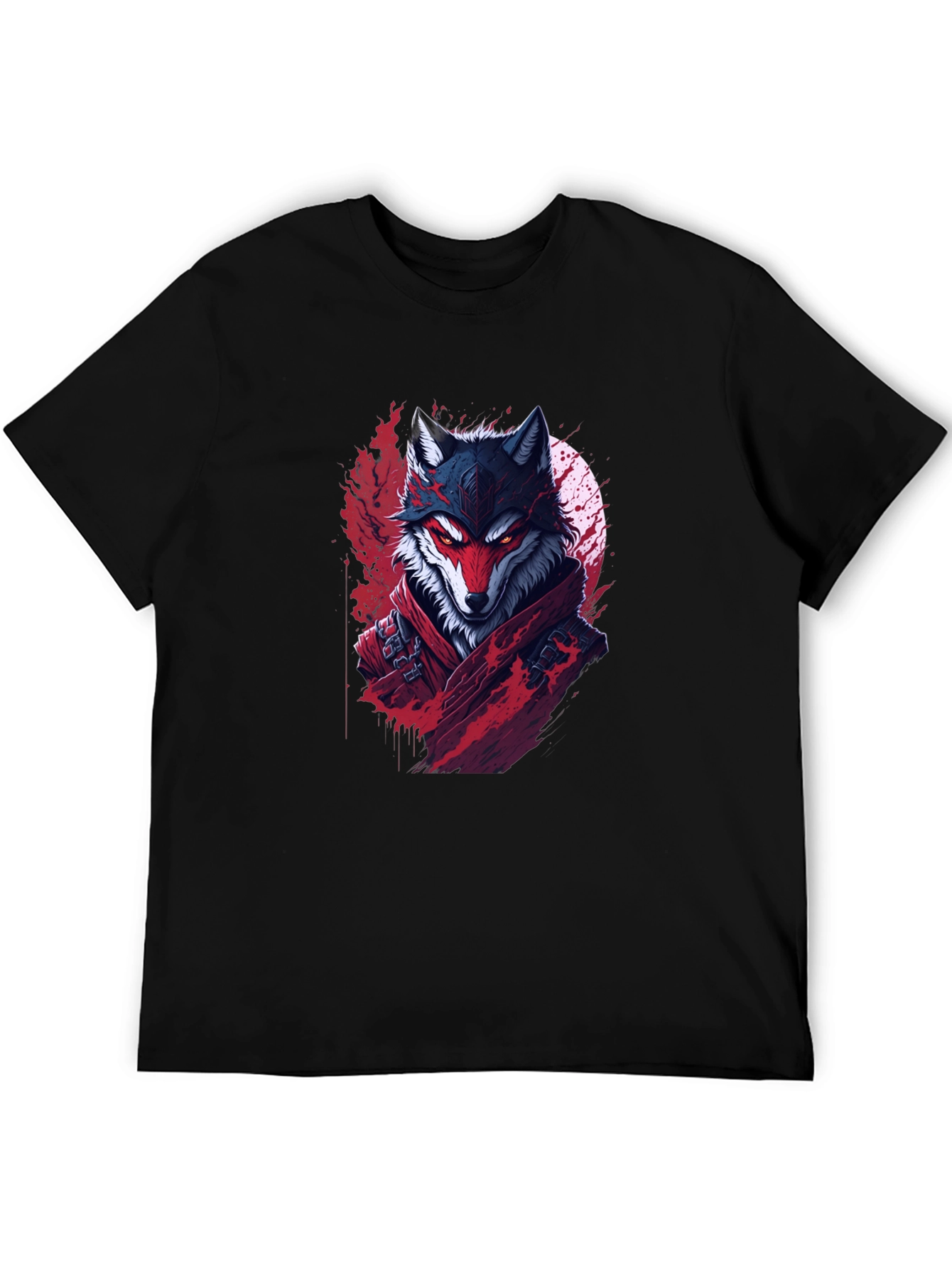 Wolf Warrior Graphic Tee - Black Cotton T-Shirt