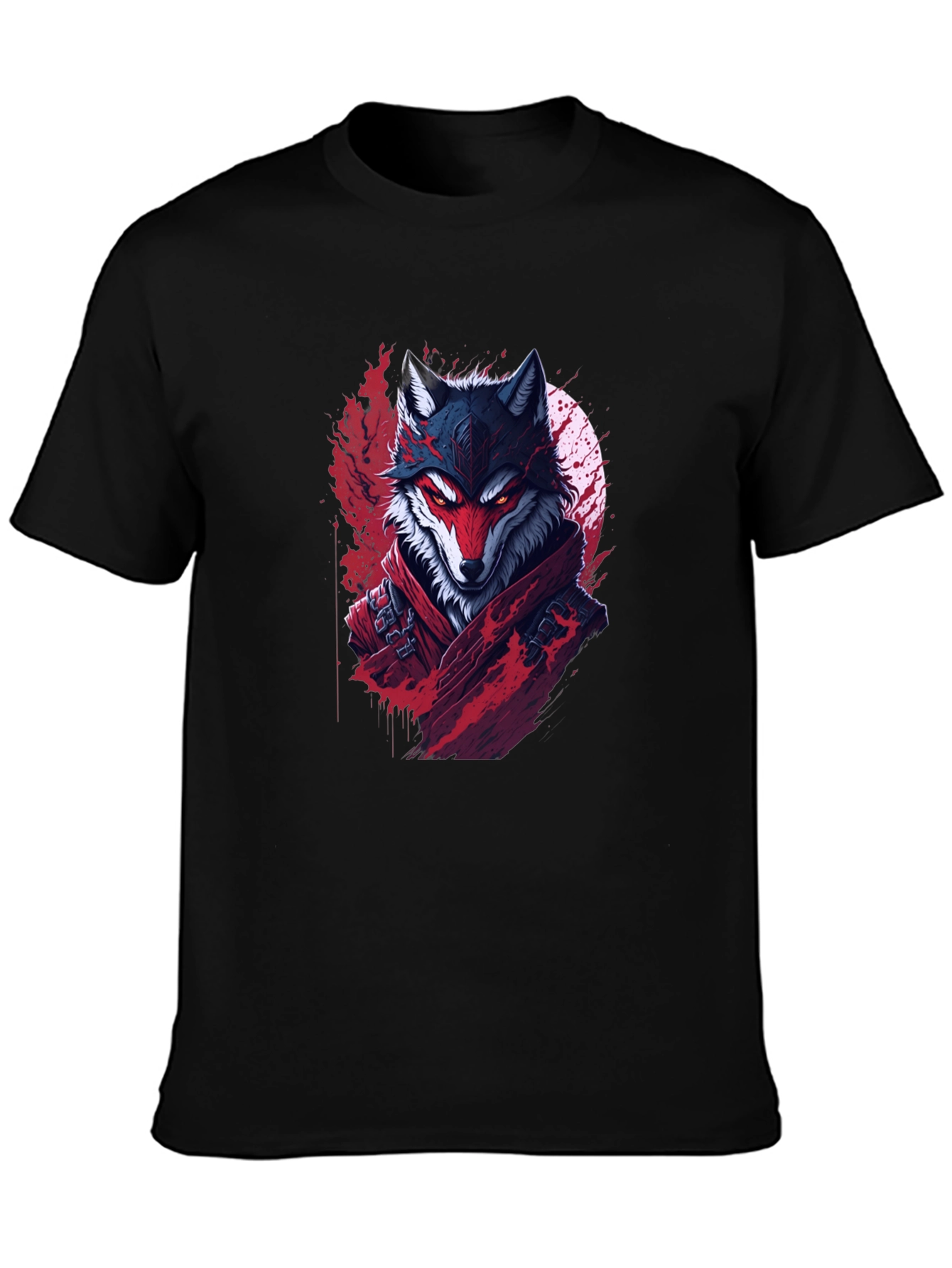 Wolf Warrior Graphic Tee - Black Cotton T-Shirt