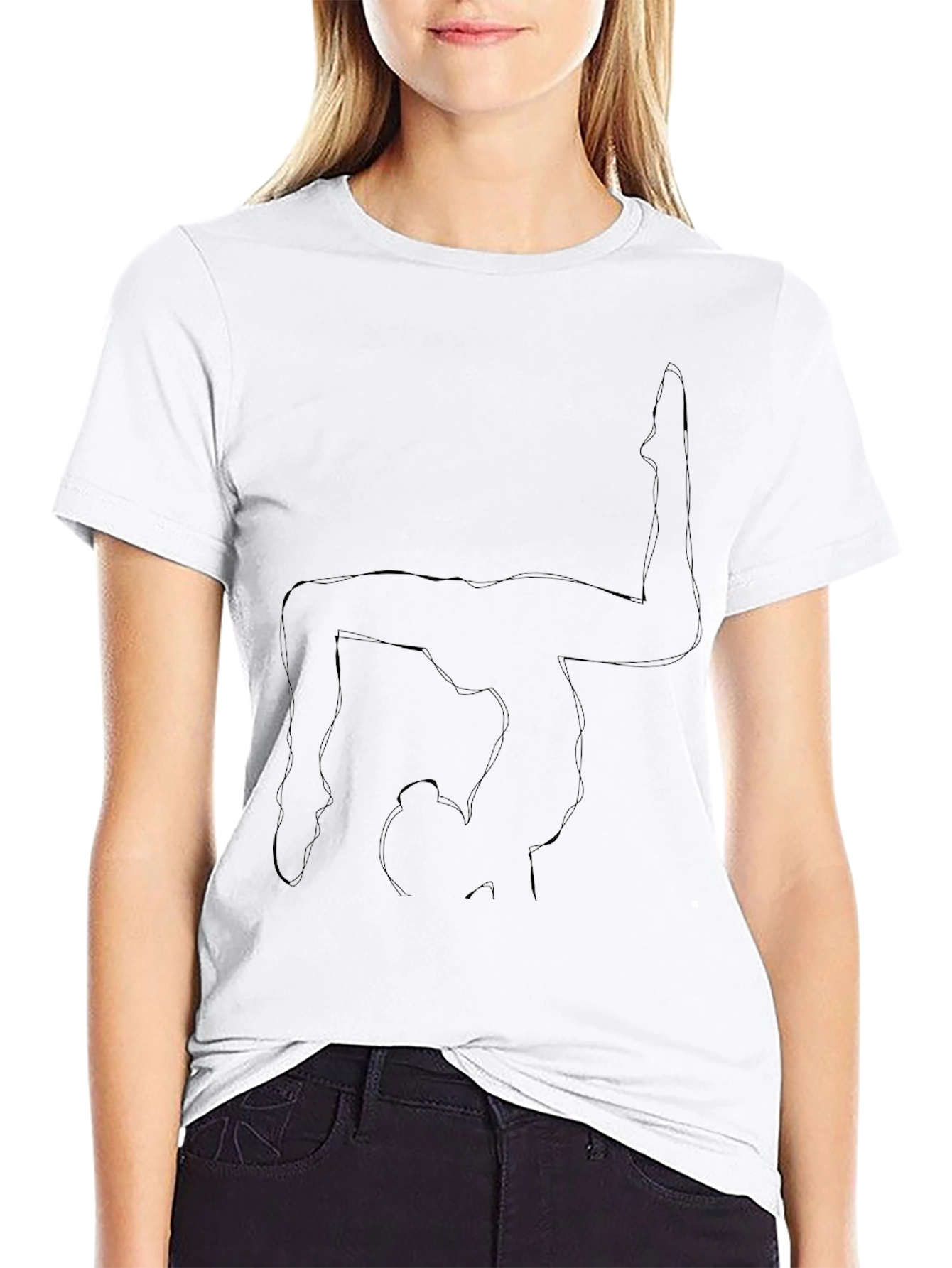 Yoga Pose Outline Black T-Shirt