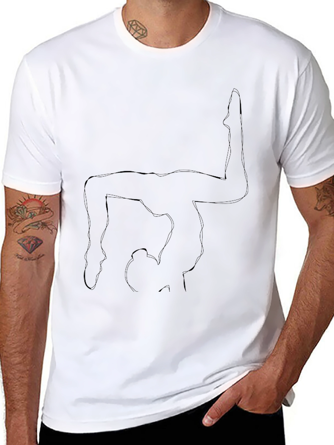 Yoga Pose Outline Black T-Shirt