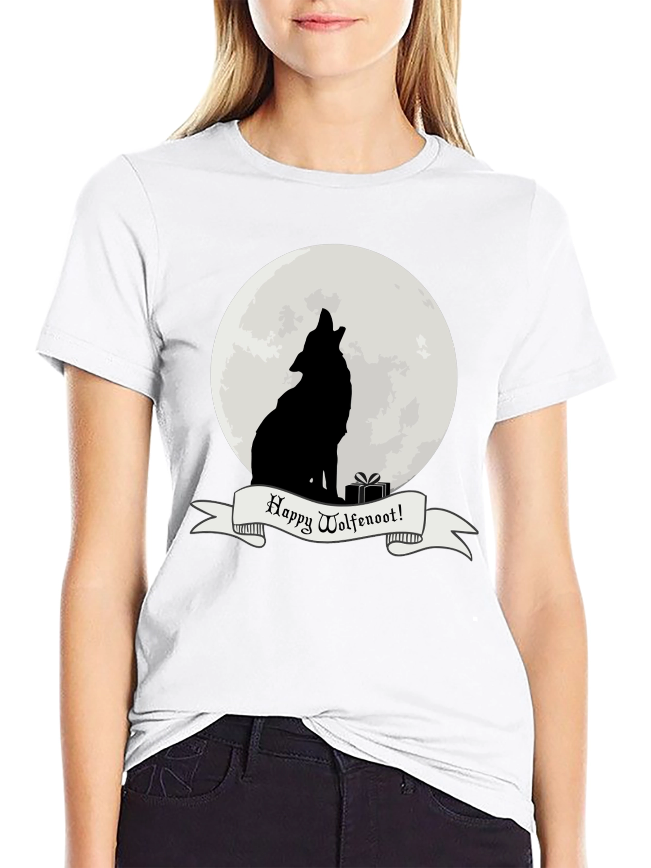 Wolfenoot T-Shirt - Howling Wolf Lunar Design