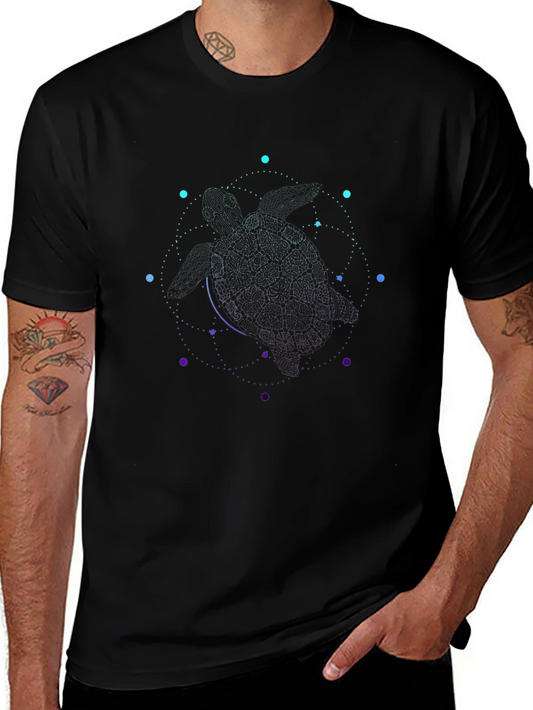 Abstract Turtle Constellation Black T-Shirt