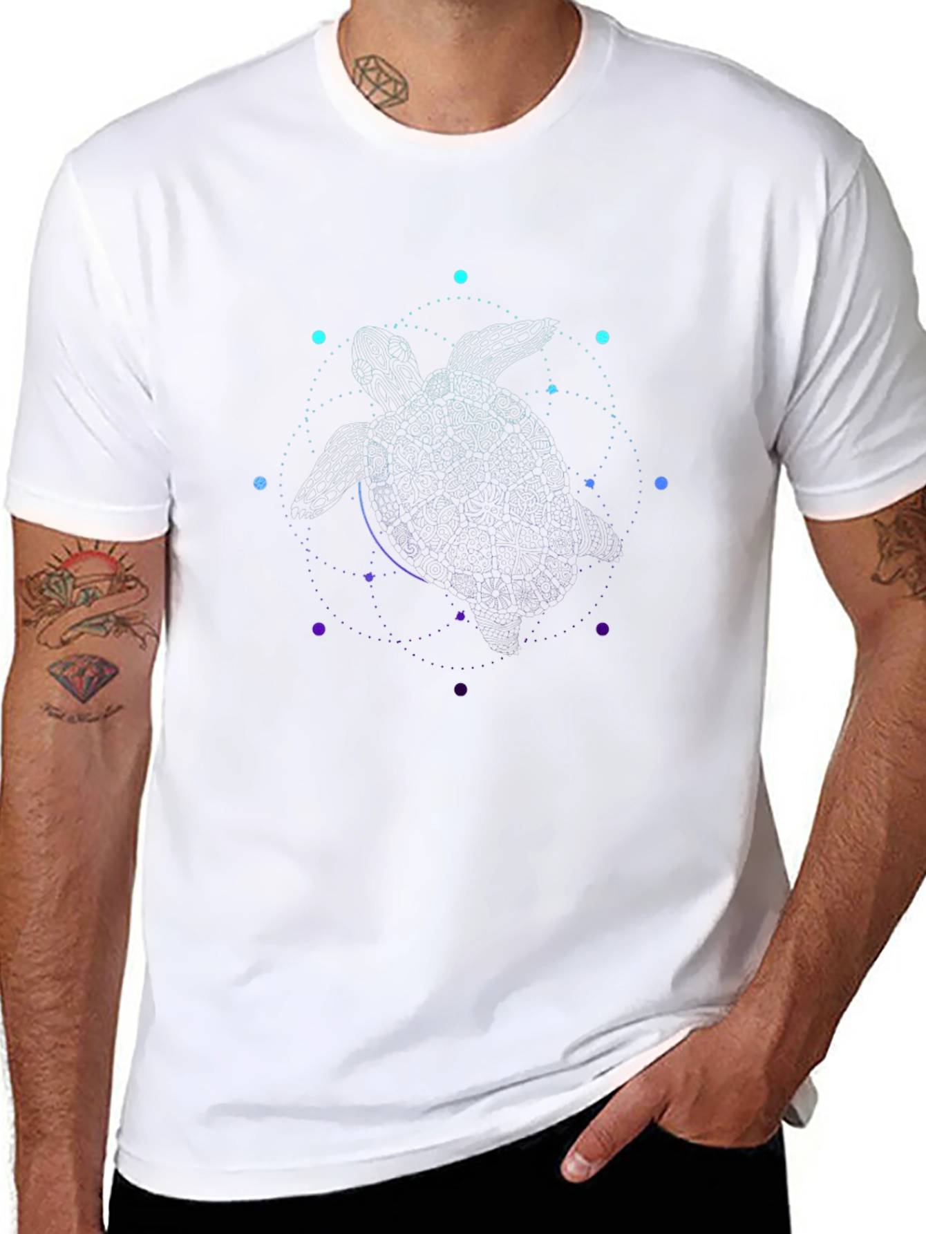 Abstract Turtle Constellation Black T-Shirt