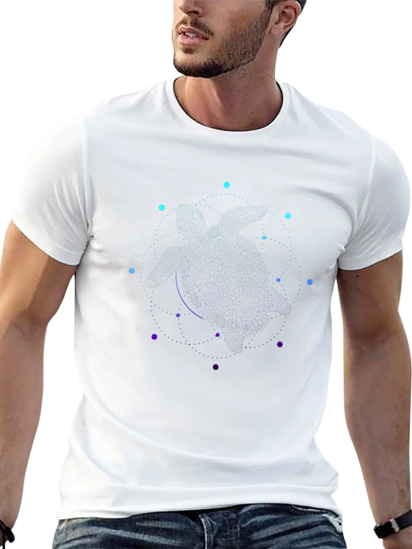 Abstract Turtle Constellation Black T-Shirt