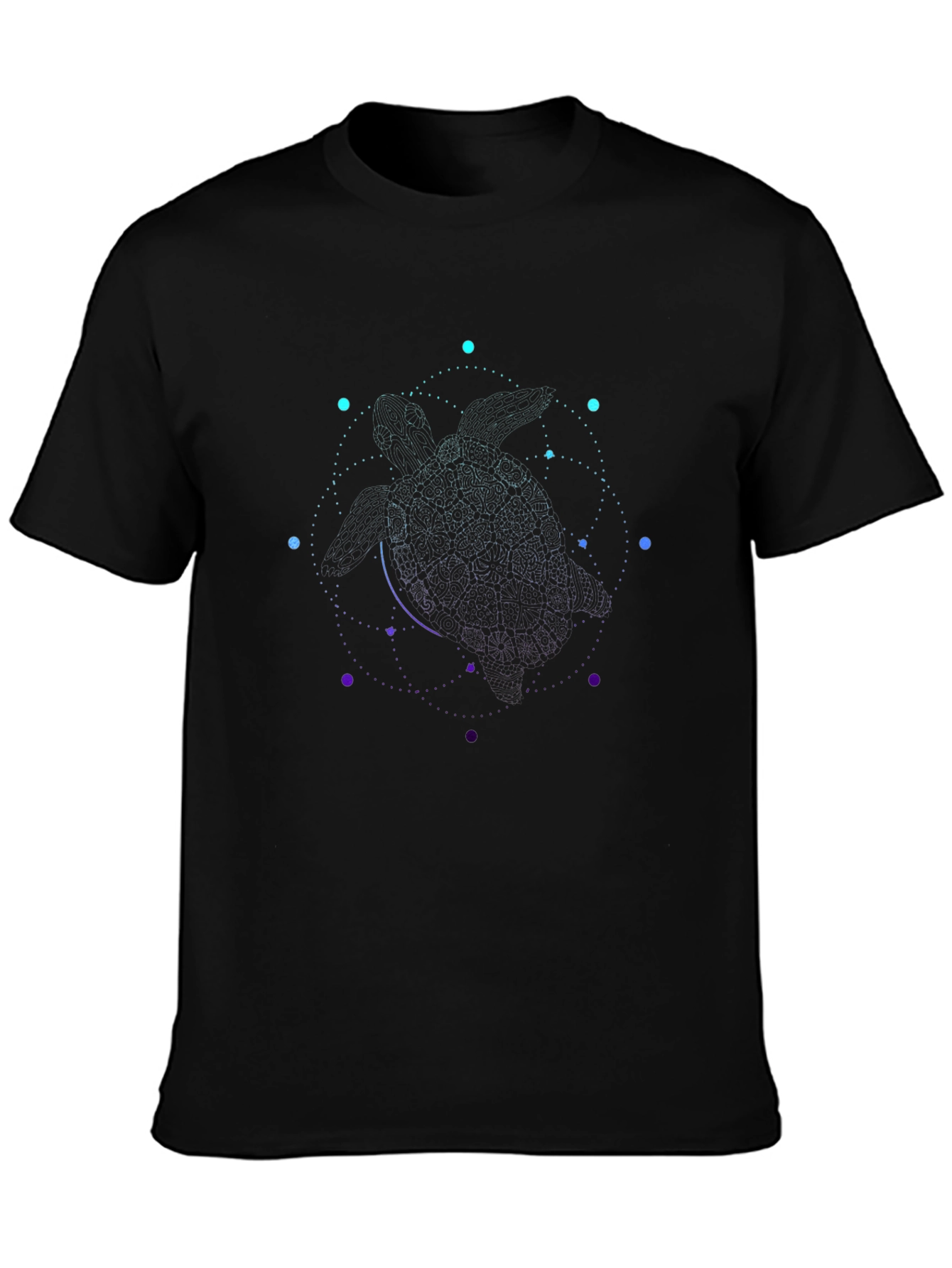 Abstract Turtle Constellation Black T-Shirt