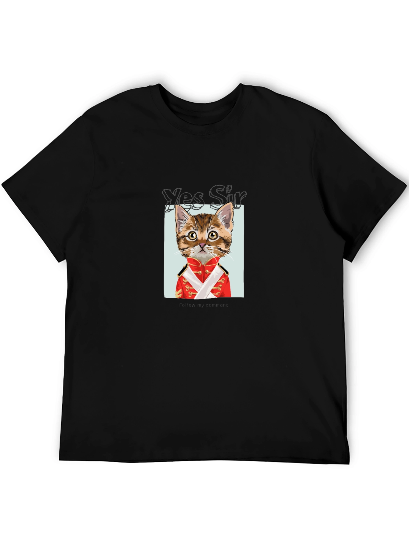 Yes Sir Cat Graphic Tee - Black Cotton T-Shirt
