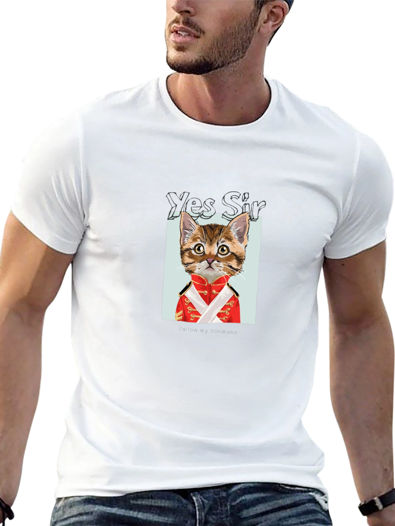 Yes Sir Cat Graphic Tee - Black Cotton T-Shirt