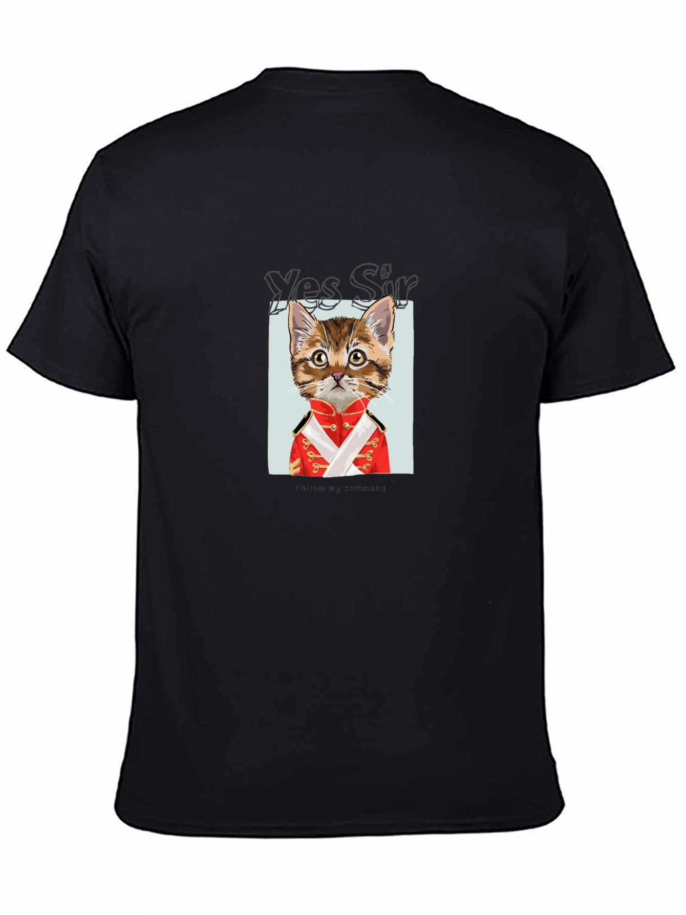 Yes Sir Cat Graphic Tee - Black Cotton T-Shirt