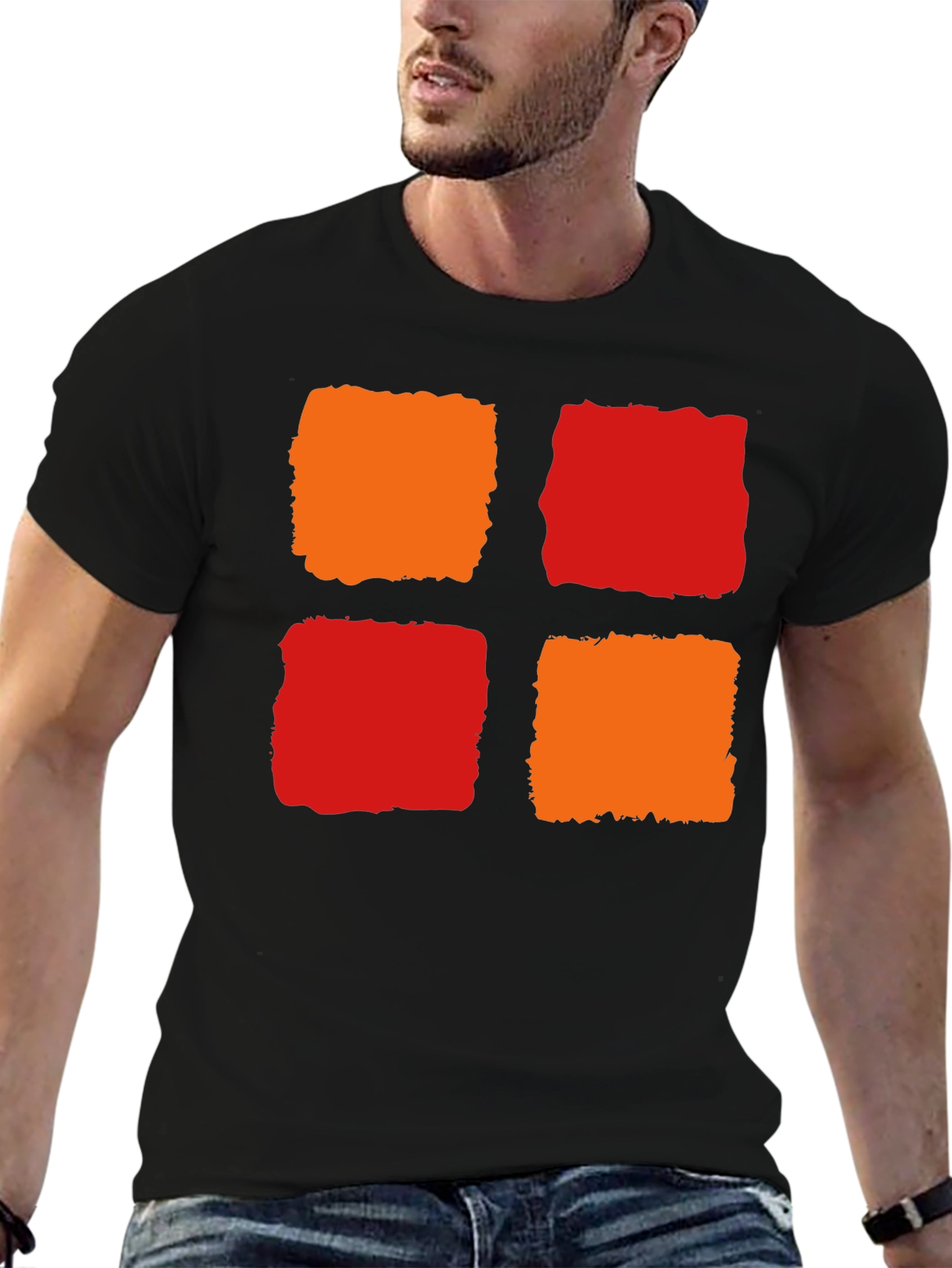 Abstract Block Print T-Shirt - Modern Graphic Tee