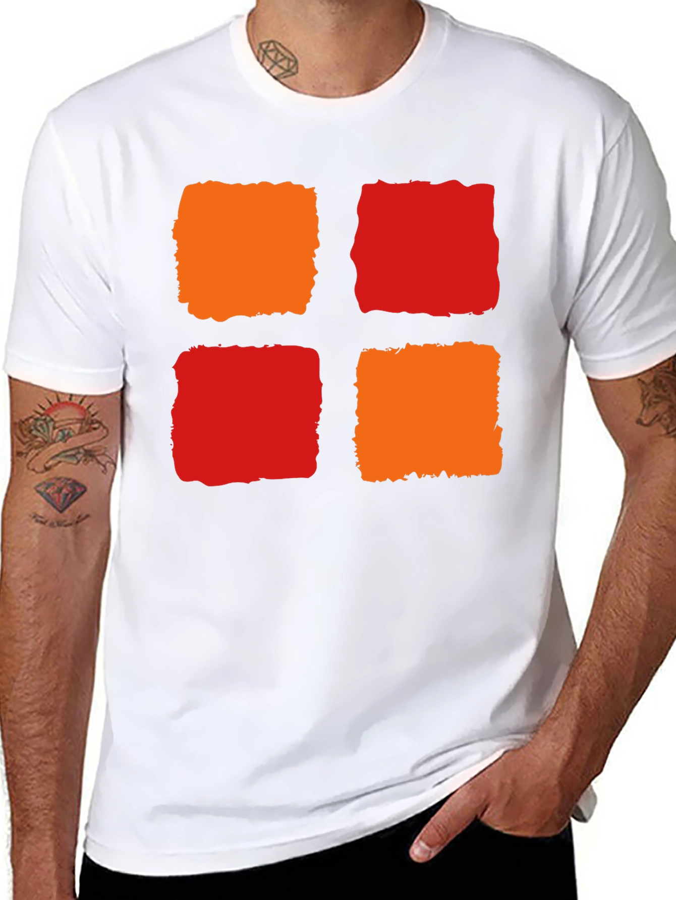 Abstract Block Print T-Shirt - Modern Graphic Tee