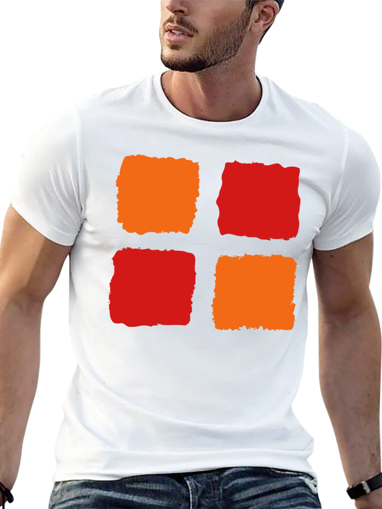 Abstract Block Print T-Shirt - Modern Graphic Tee