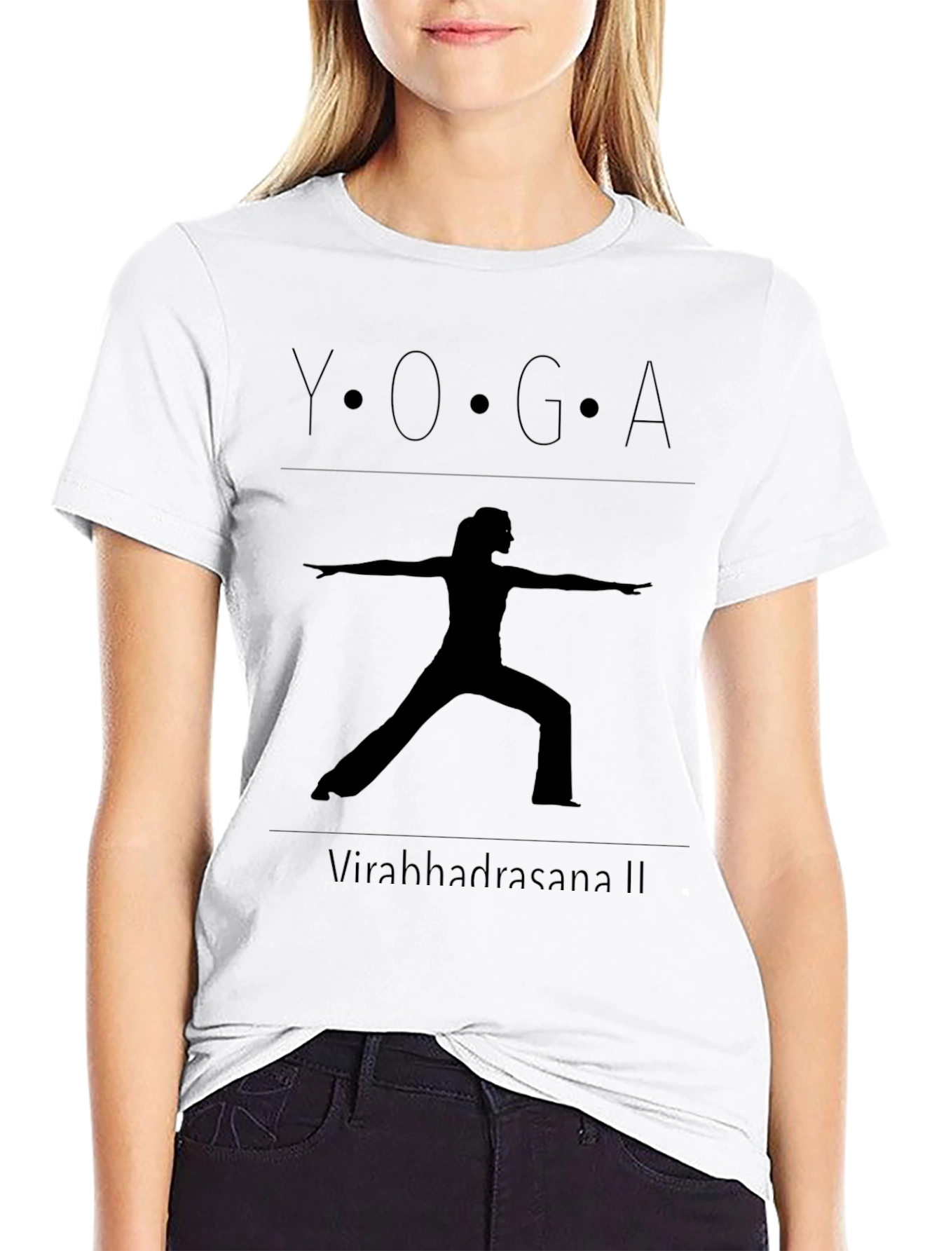 Yoga Warrior II Pose Black T-Shirt