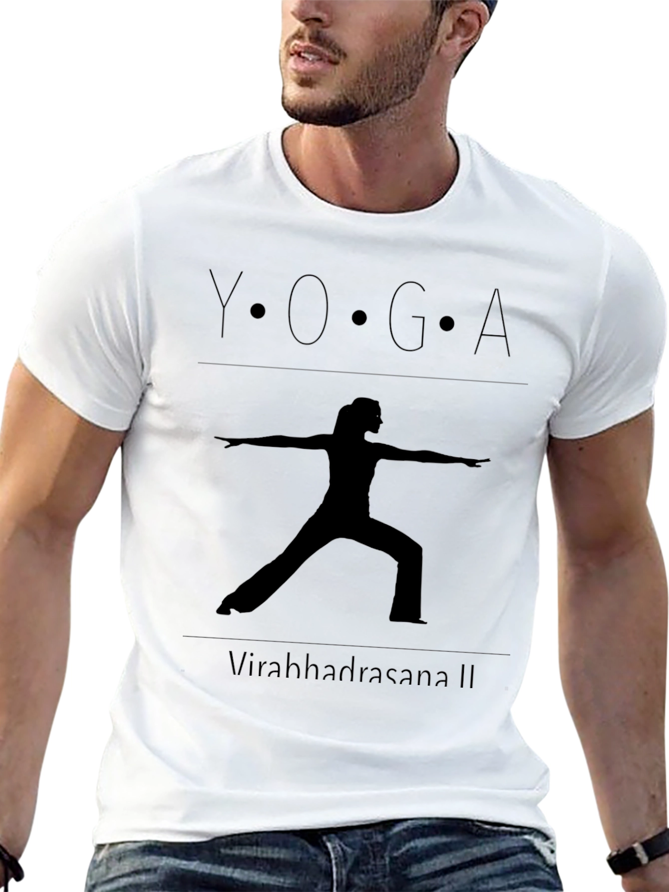 Yoga Warrior II Pose Black T-Shirt