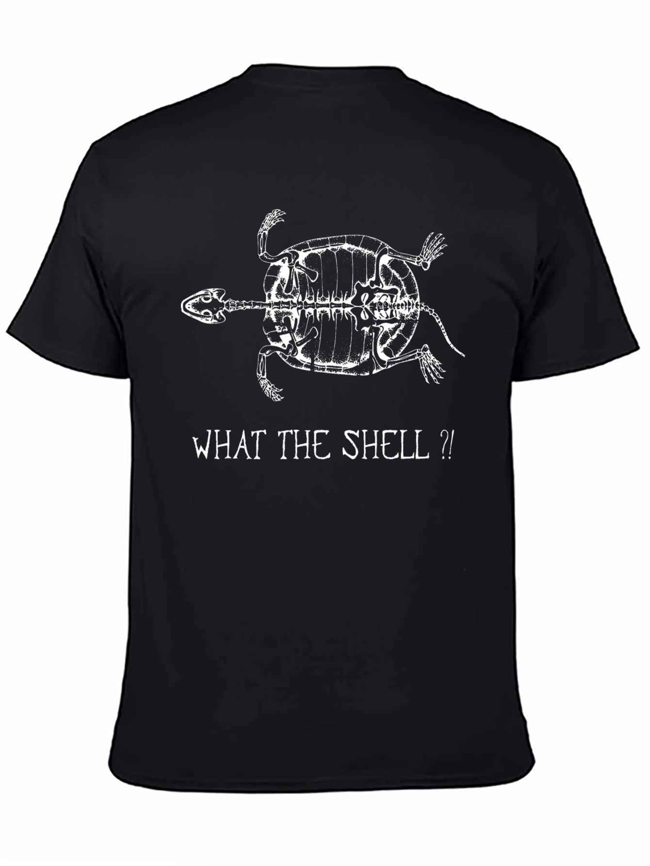 What the Shell?! Turtle Skeleton Graphic T-Shirt