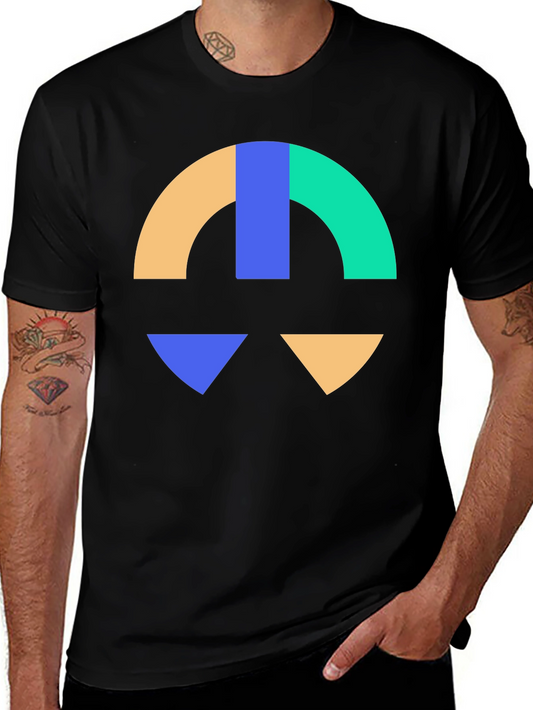 Abstract Geometric Graphic Print Black T-Shirt