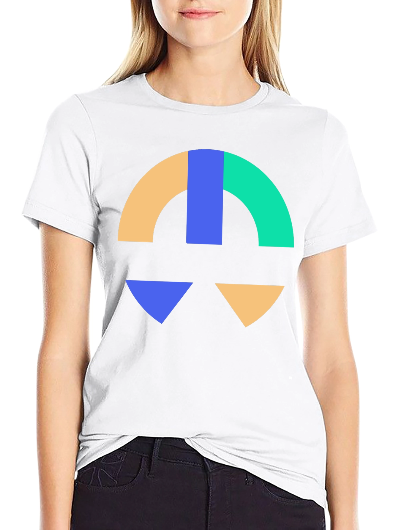 Abstract Geometric Graphic Print Black T-Shirt