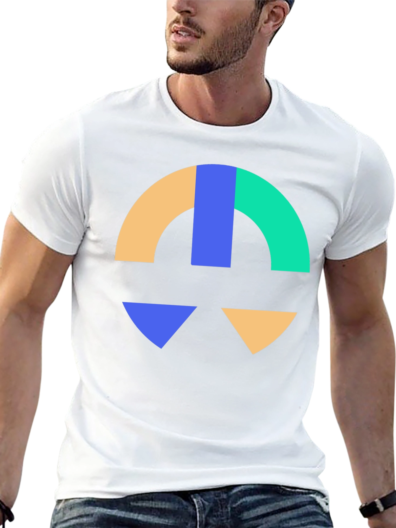 Abstract Geometric Graphic Print Black T-Shirt