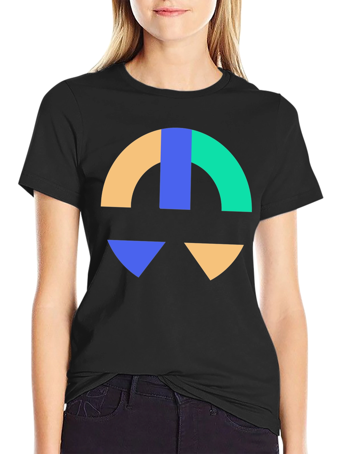 Abstract Geometric Graphic Print Black T-Shirt