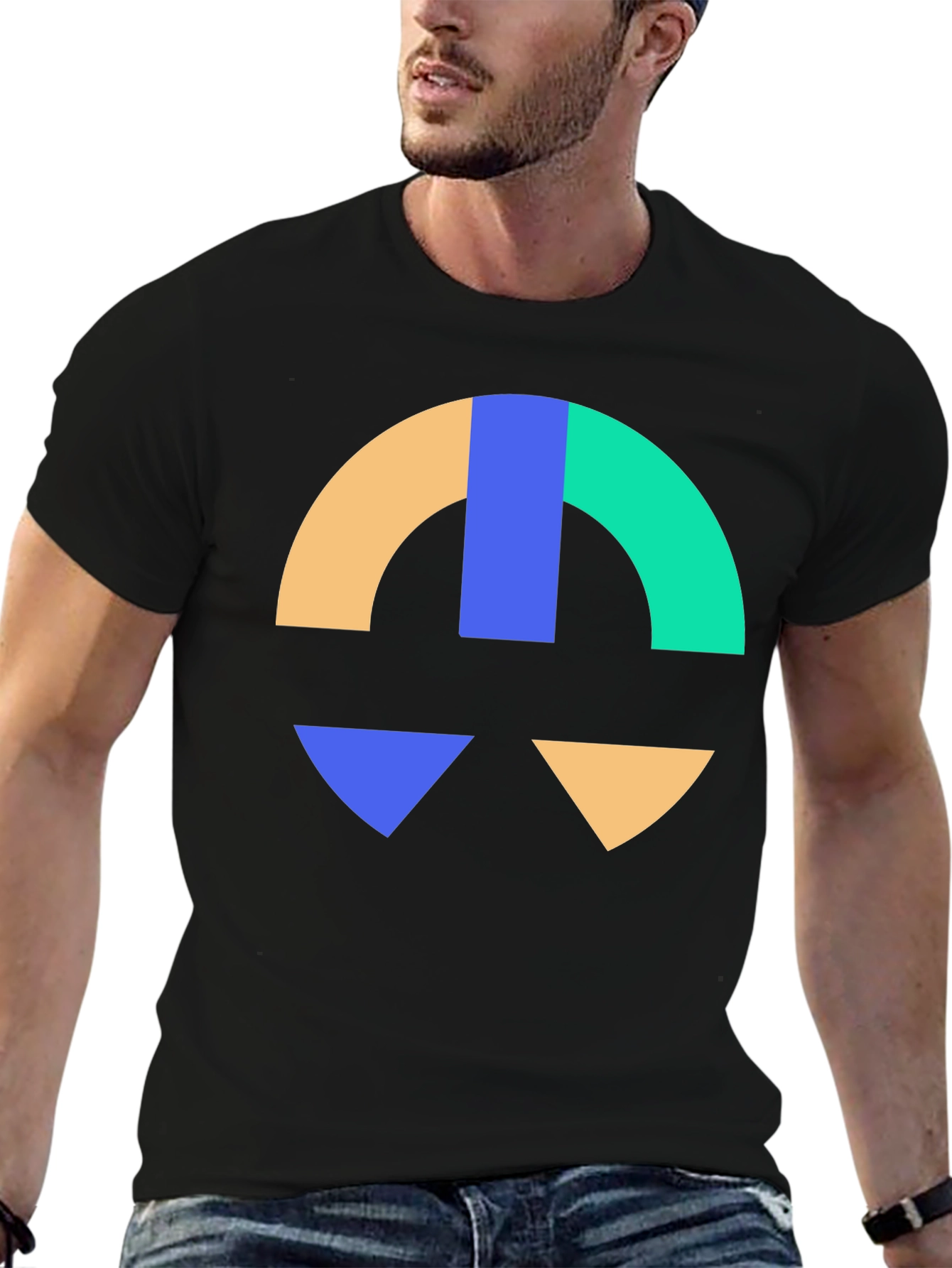 Abstract Geometric Graphic Print Black T-Shirt