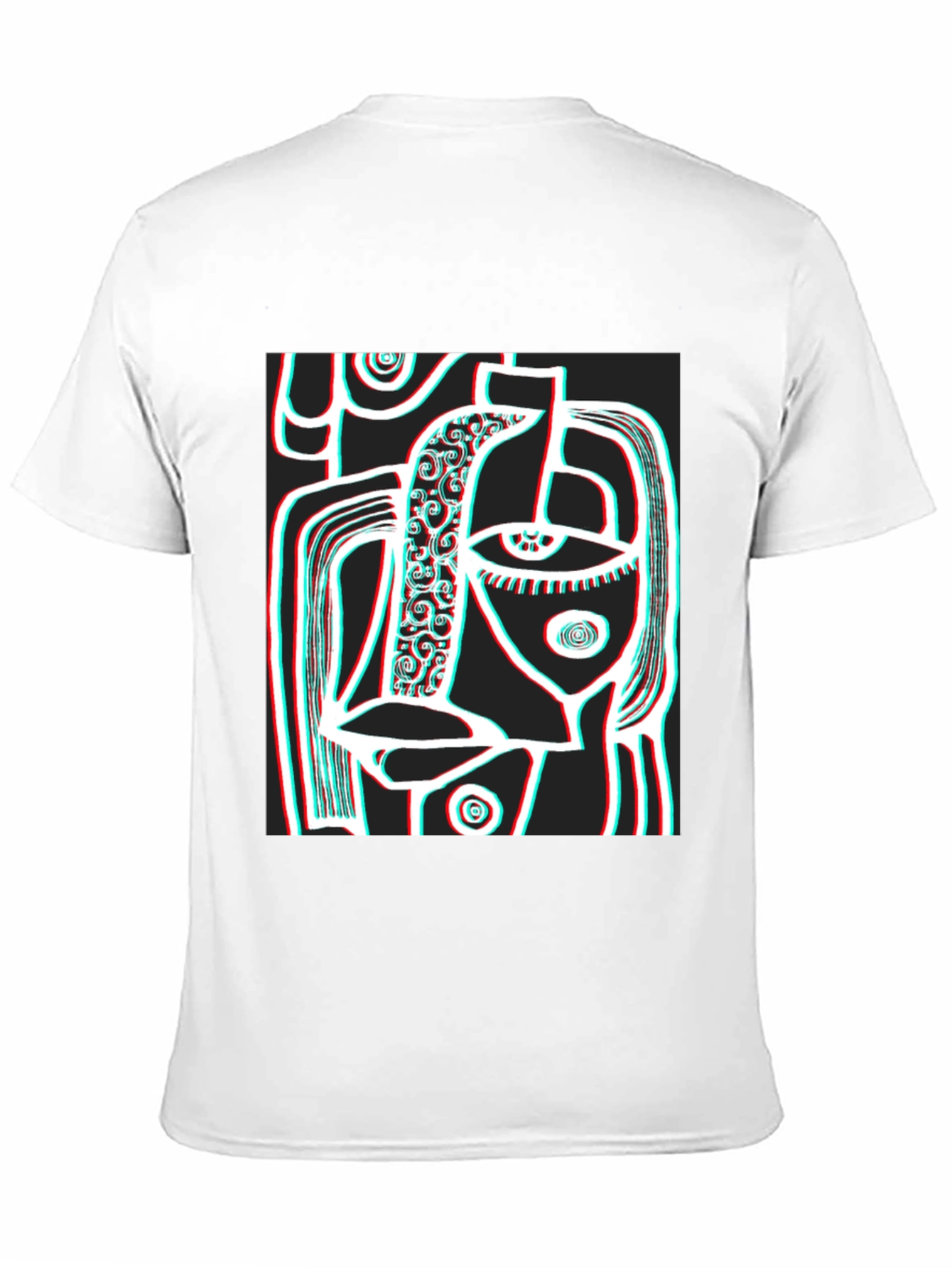 Abstract Face Graphic Black T-Shirt