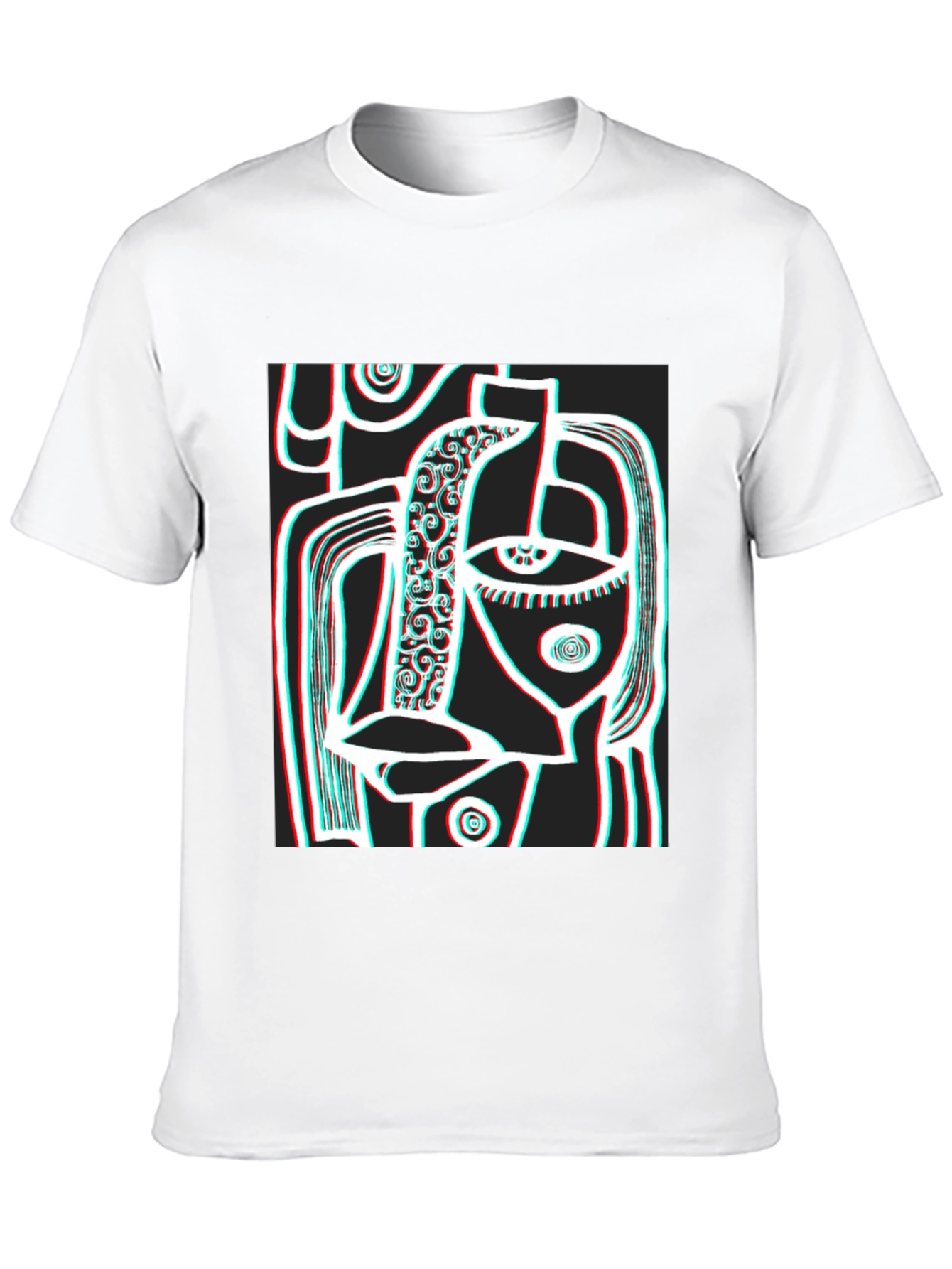 Abstract Face Graphic Black T-Shirt