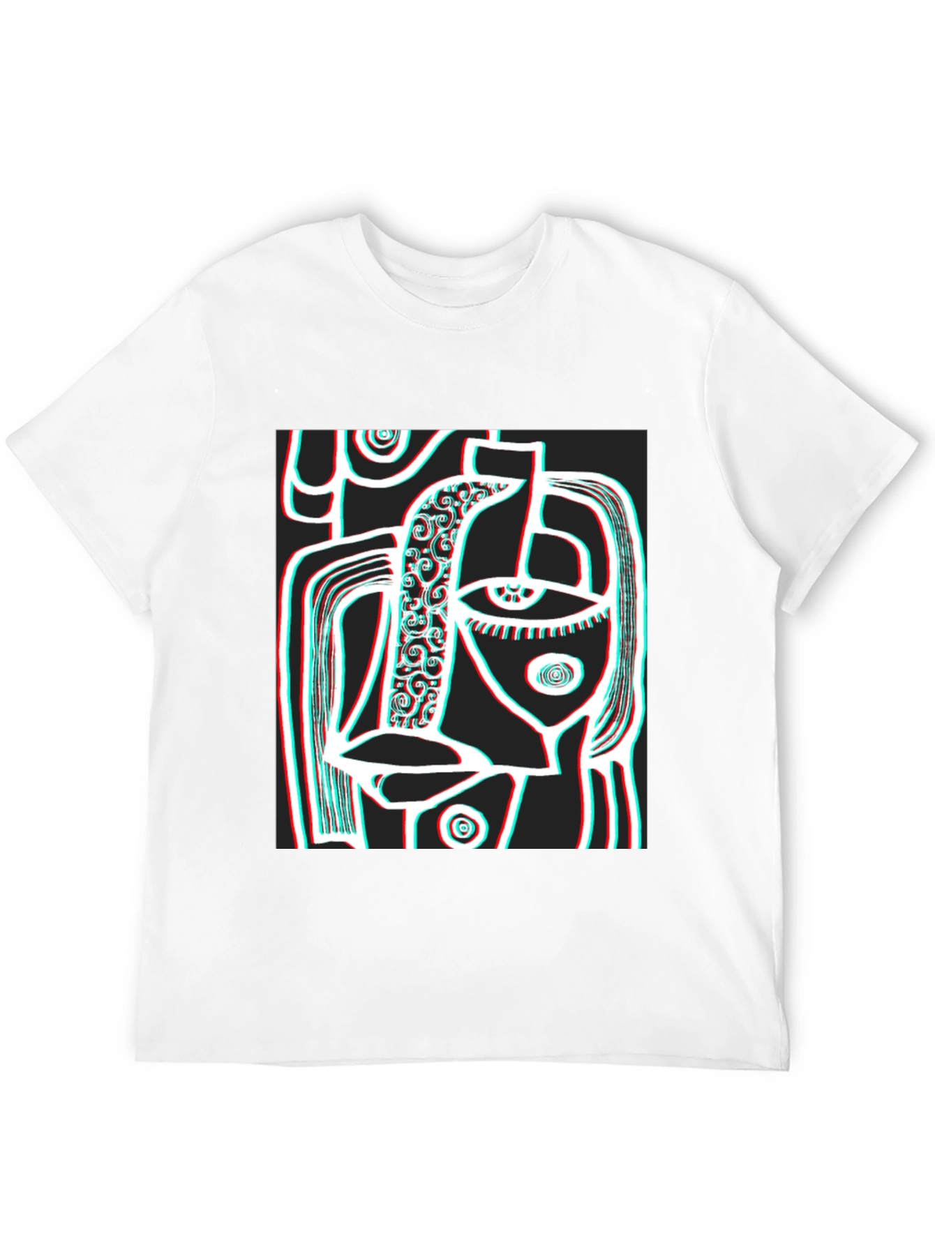 Abstract Face Graphic Black T-Shirt