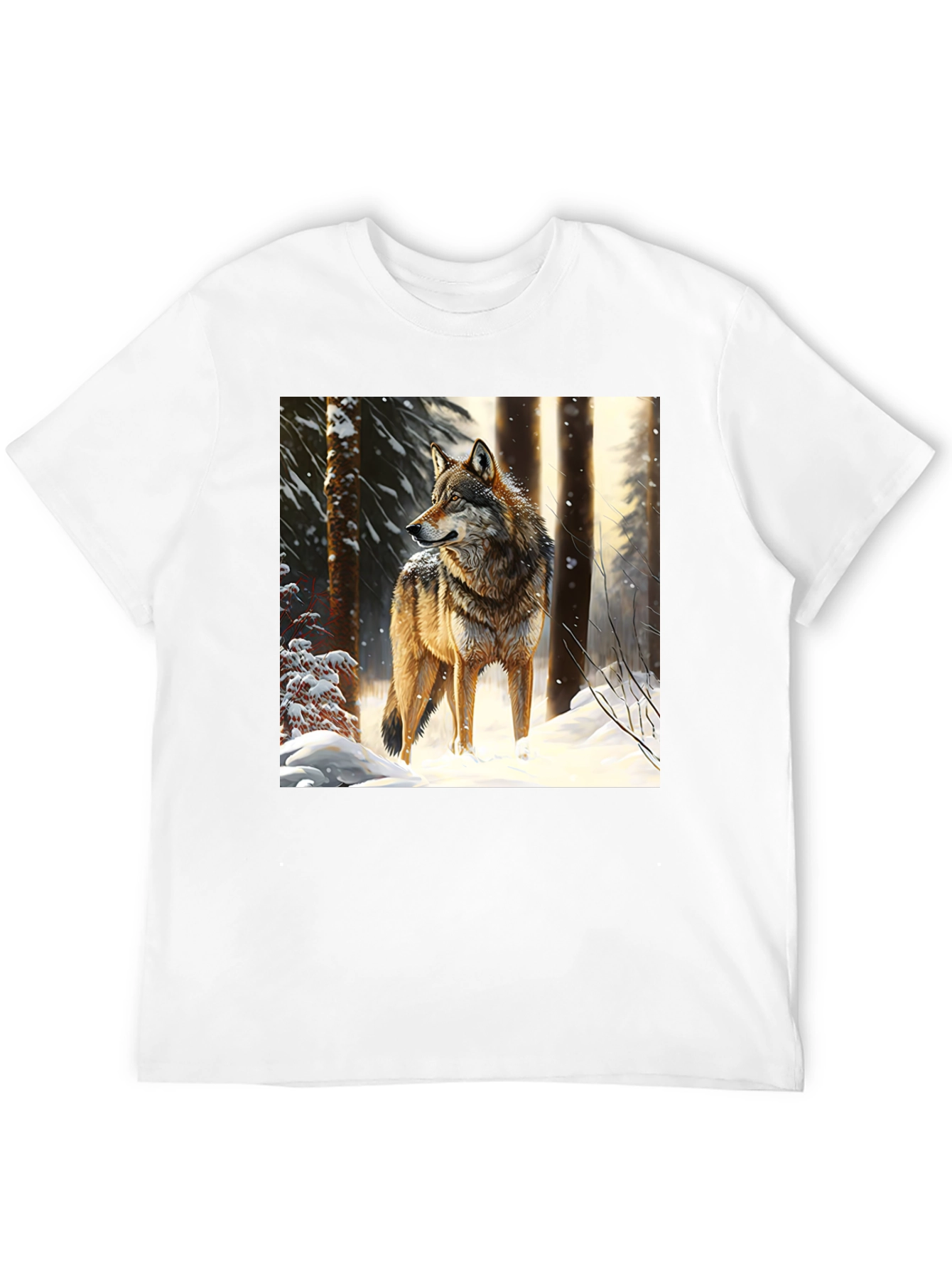 Wolf in Winter T-Shirt - Black Crew Neck