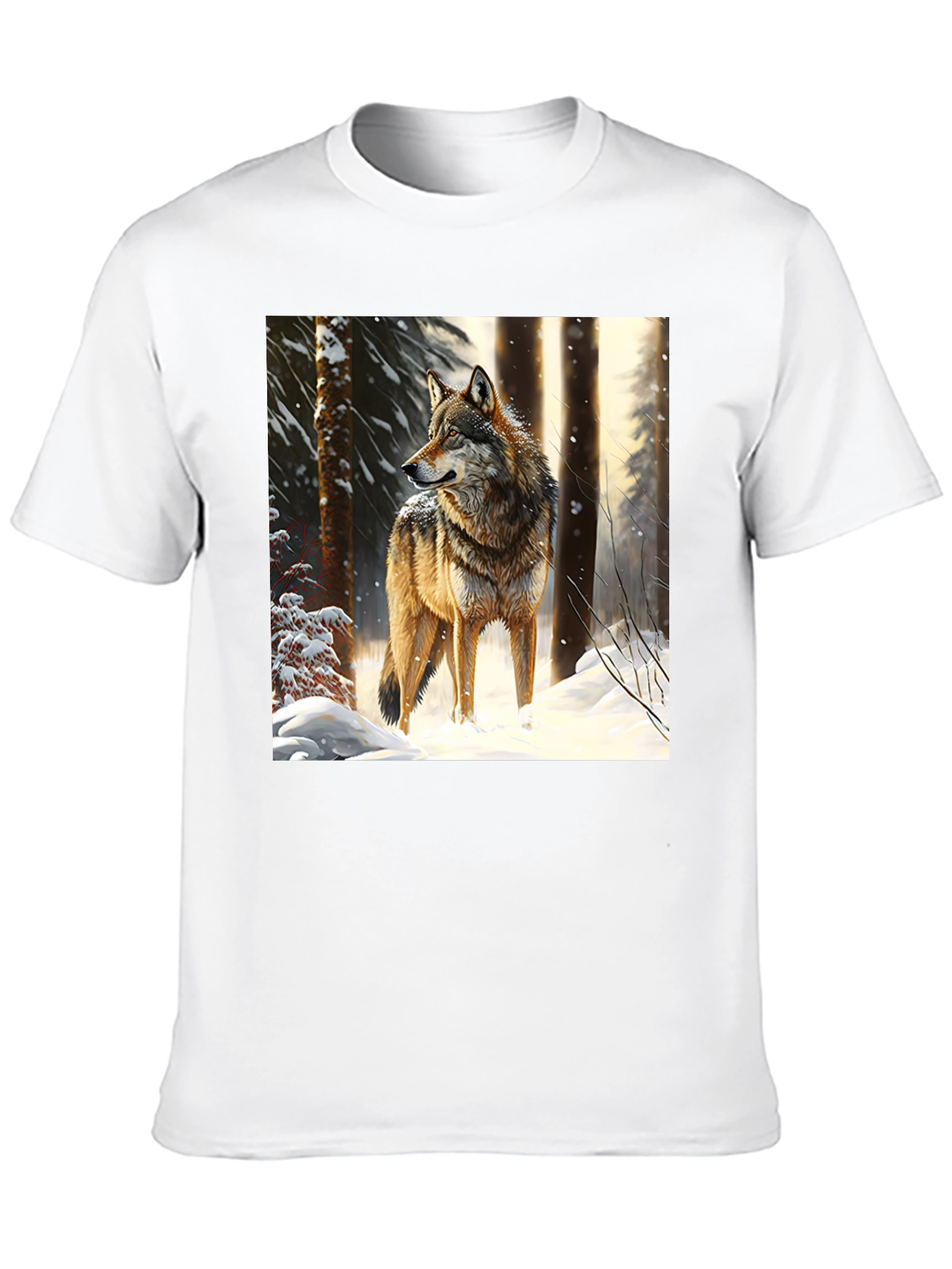 Wolf in Winter T-Shirt - Black Crew Neck