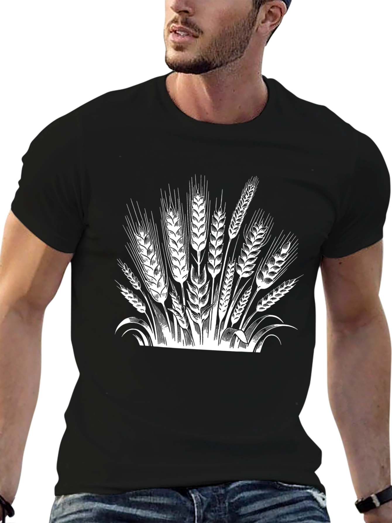 Wheat Graphic Tee - Black Casual Fit