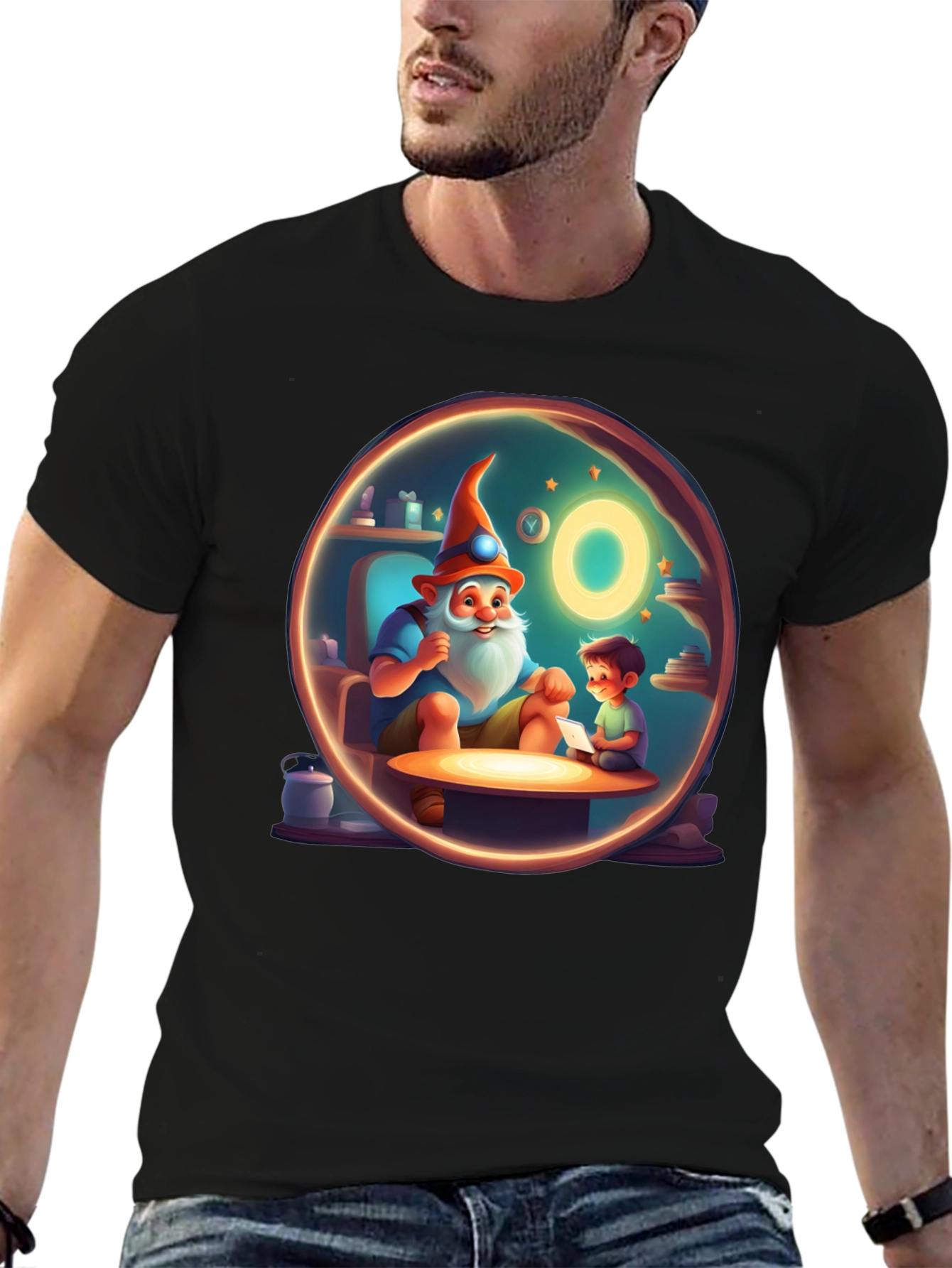 Whimsical Storytime Graphic Tee - Black