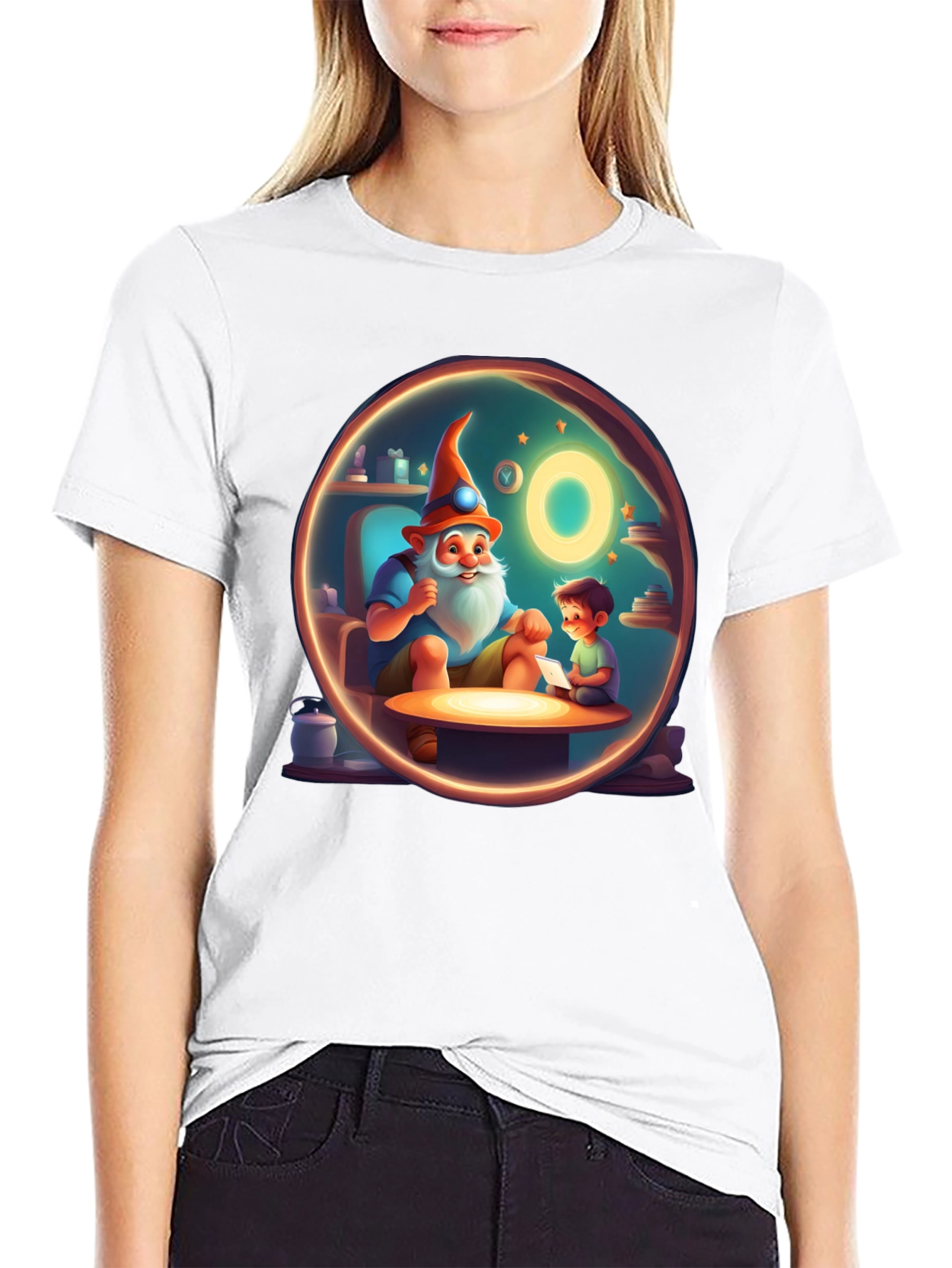 Whimsical Storytime Graphic Tee - Black