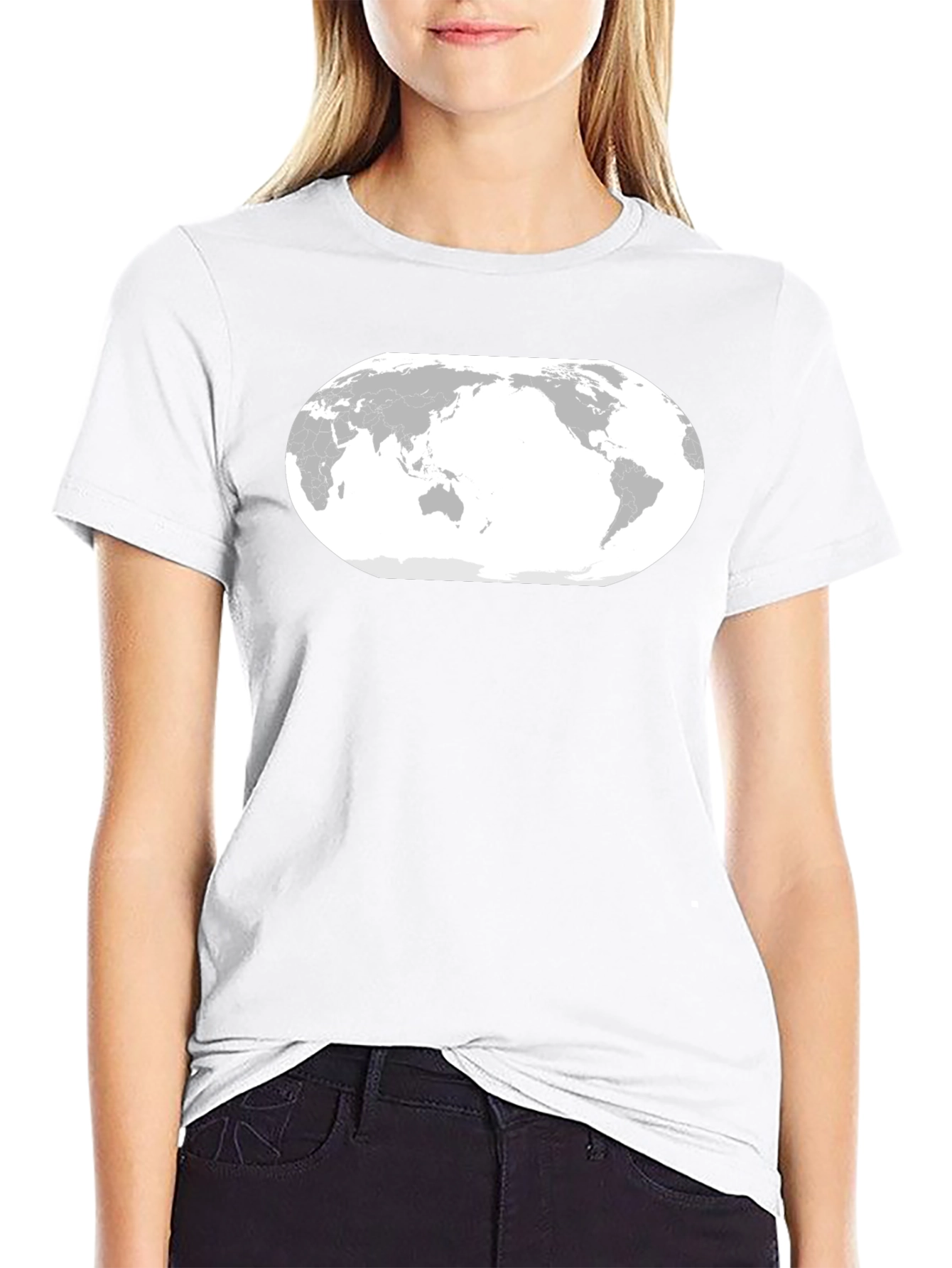 World Map Graphic Tee - Black Cotton T-Shirt