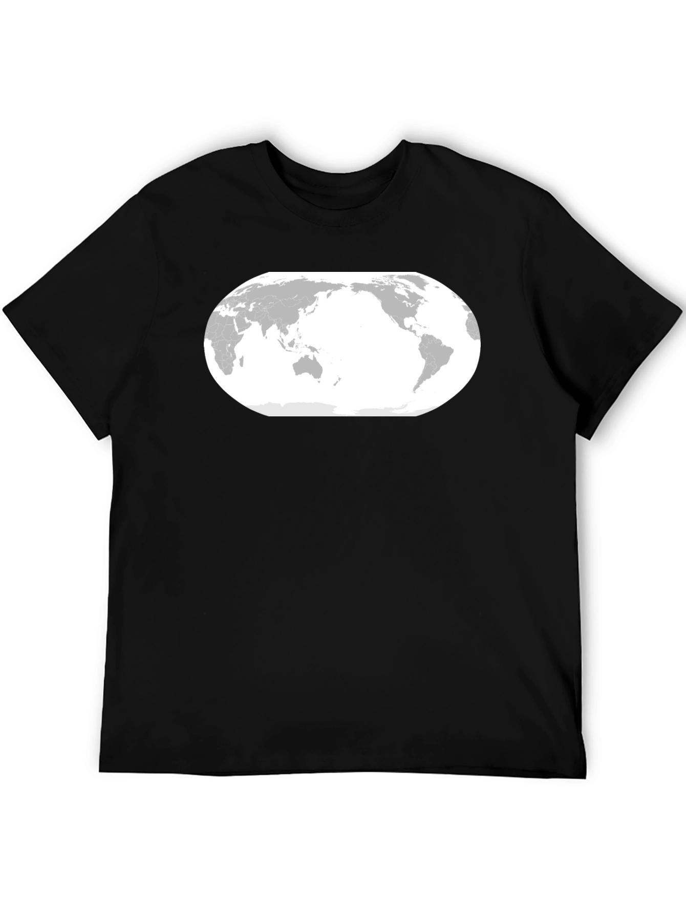 World Map Graphic Tee - Black Cotton T-Shirt