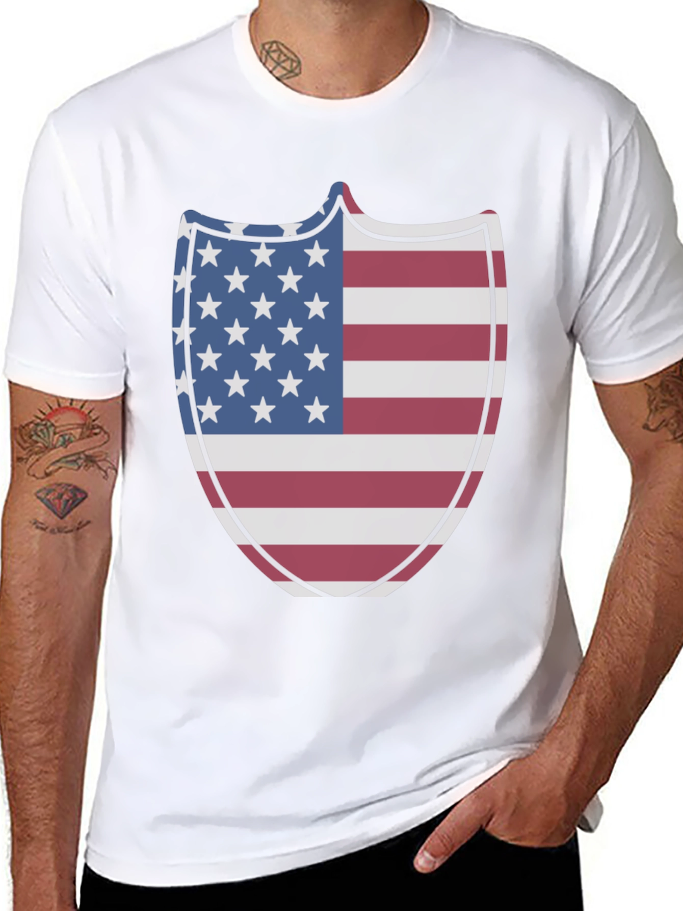 American Flag Shield Graphic Tee - Patriotic Pride