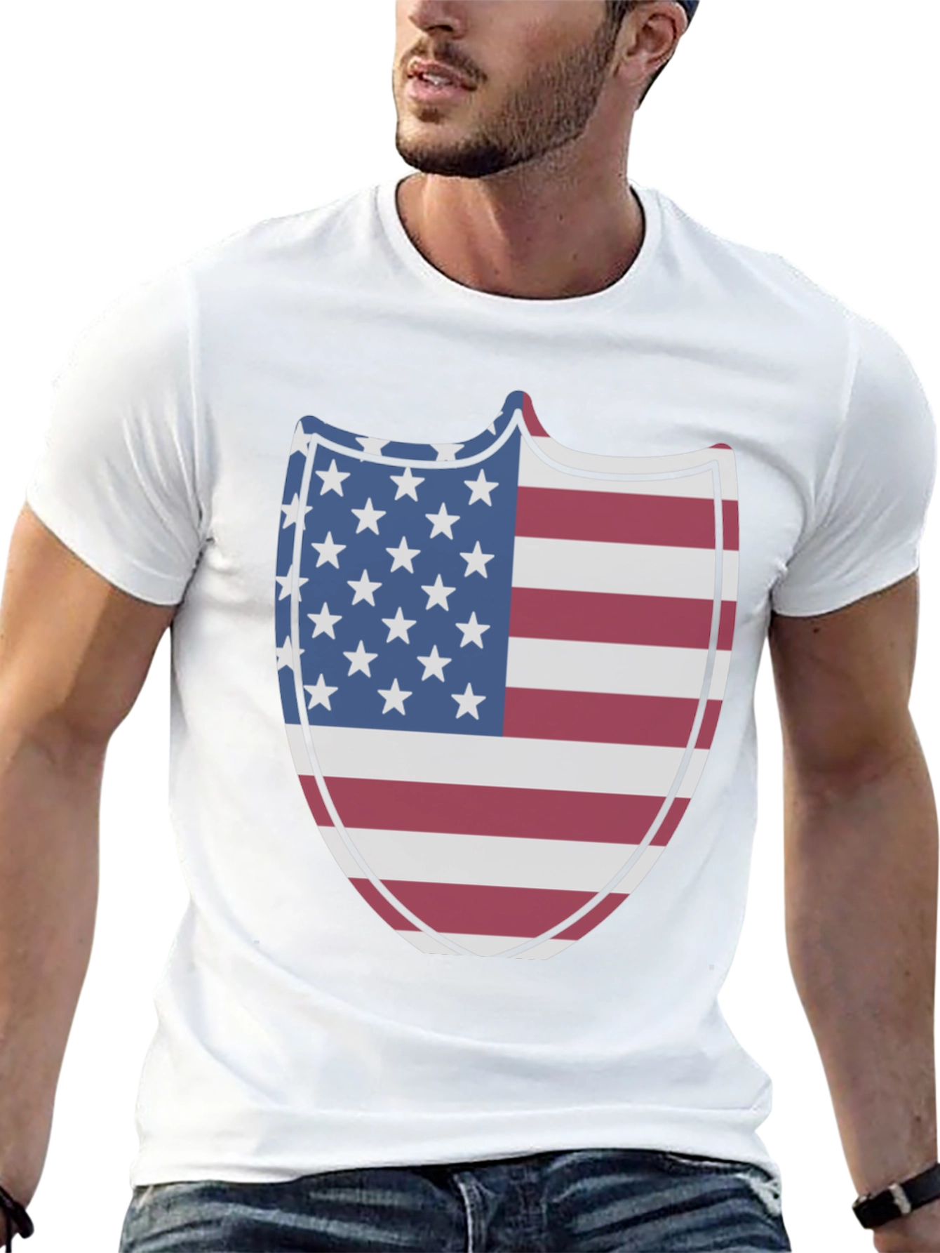 American Flag Shield Graphic Tee - Patriotic Pride
